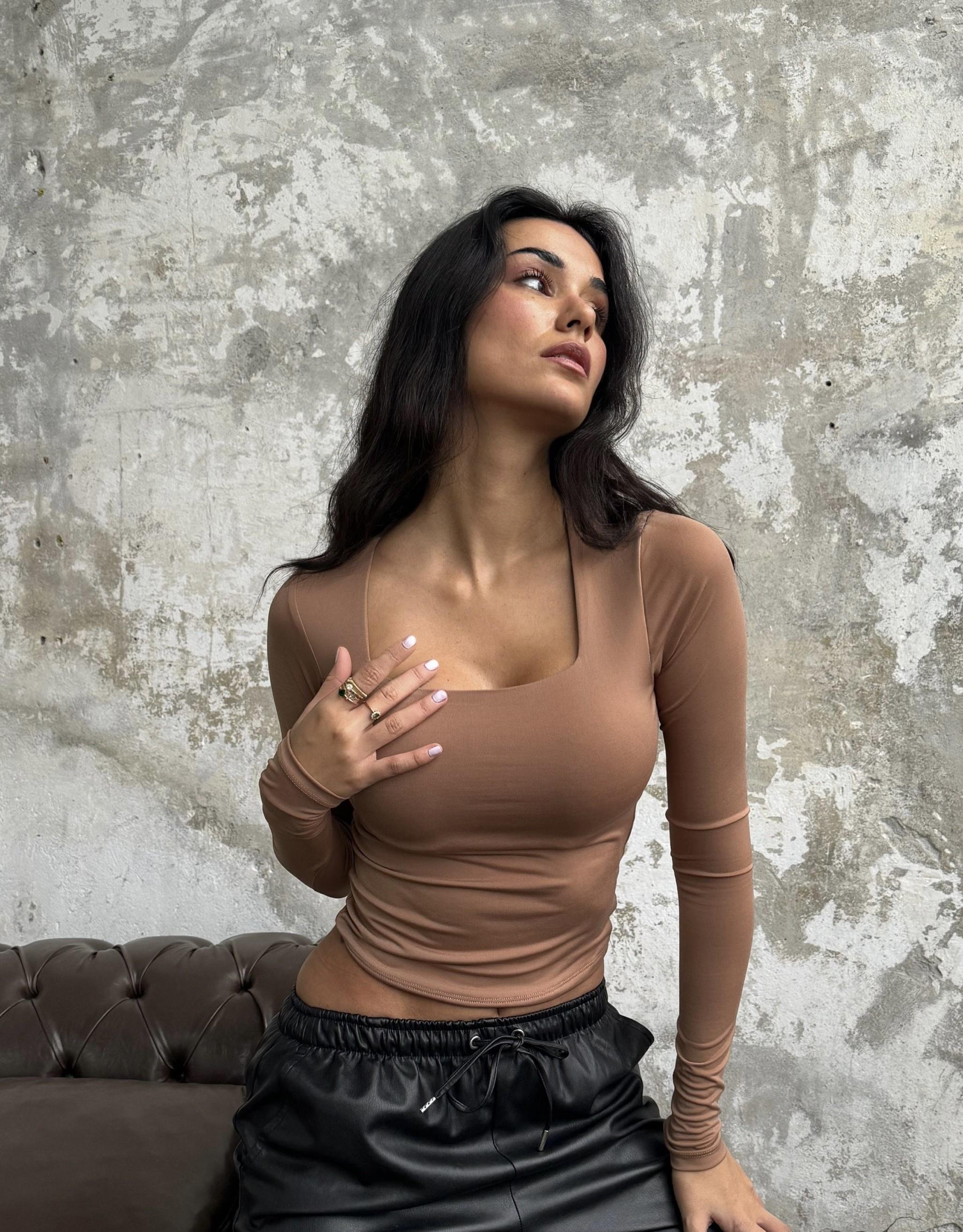 Vizon Kare Yaka Uzun Kollu Slimfit Basic Body 27053