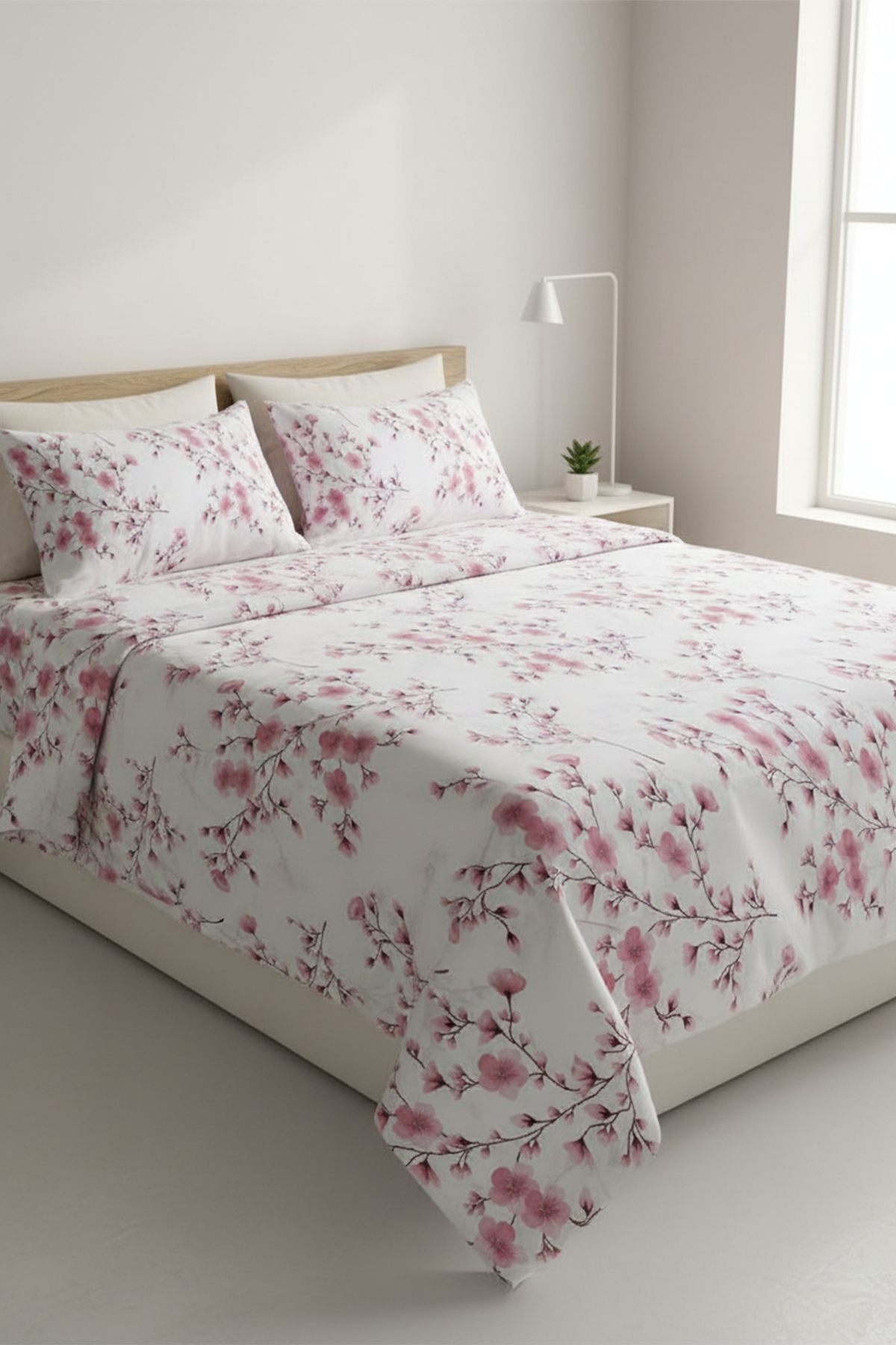 Çiçek Desenli Çift Kişilik %100 Pamuk Nevresim Takımı