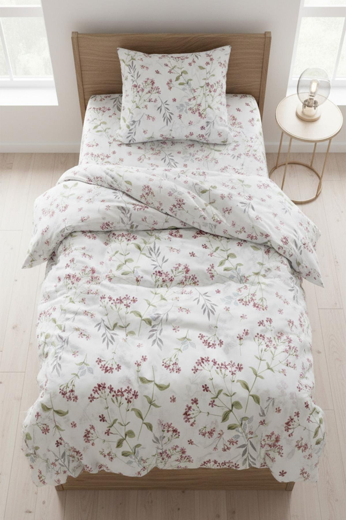 Floral Breeze %100 Pamuk Tek Kişilik Nevresim Takımı (160x220 cm)