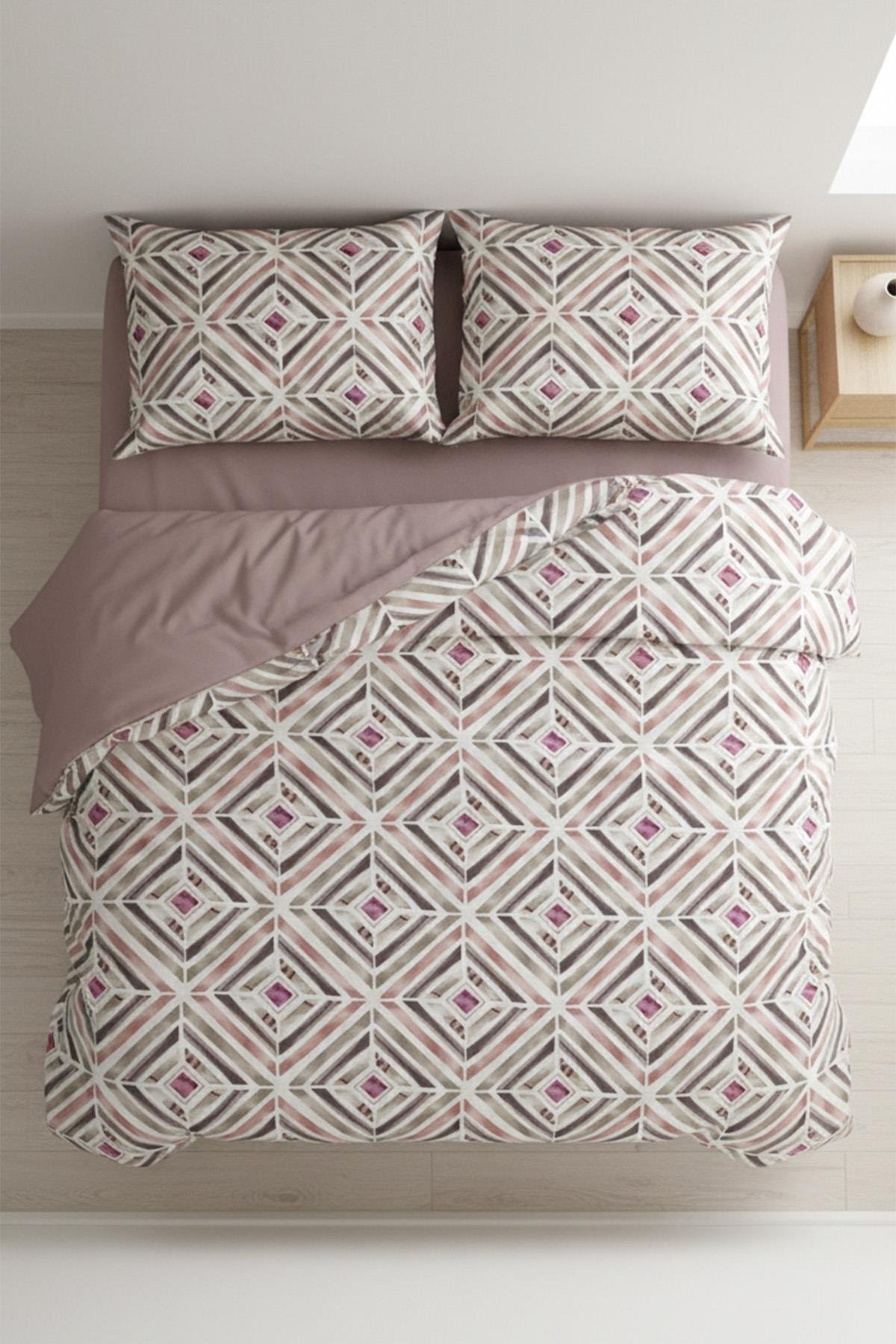 Geometrik Dokunuş Çift Kişilik %100 Pamuk Nevresim Takımı