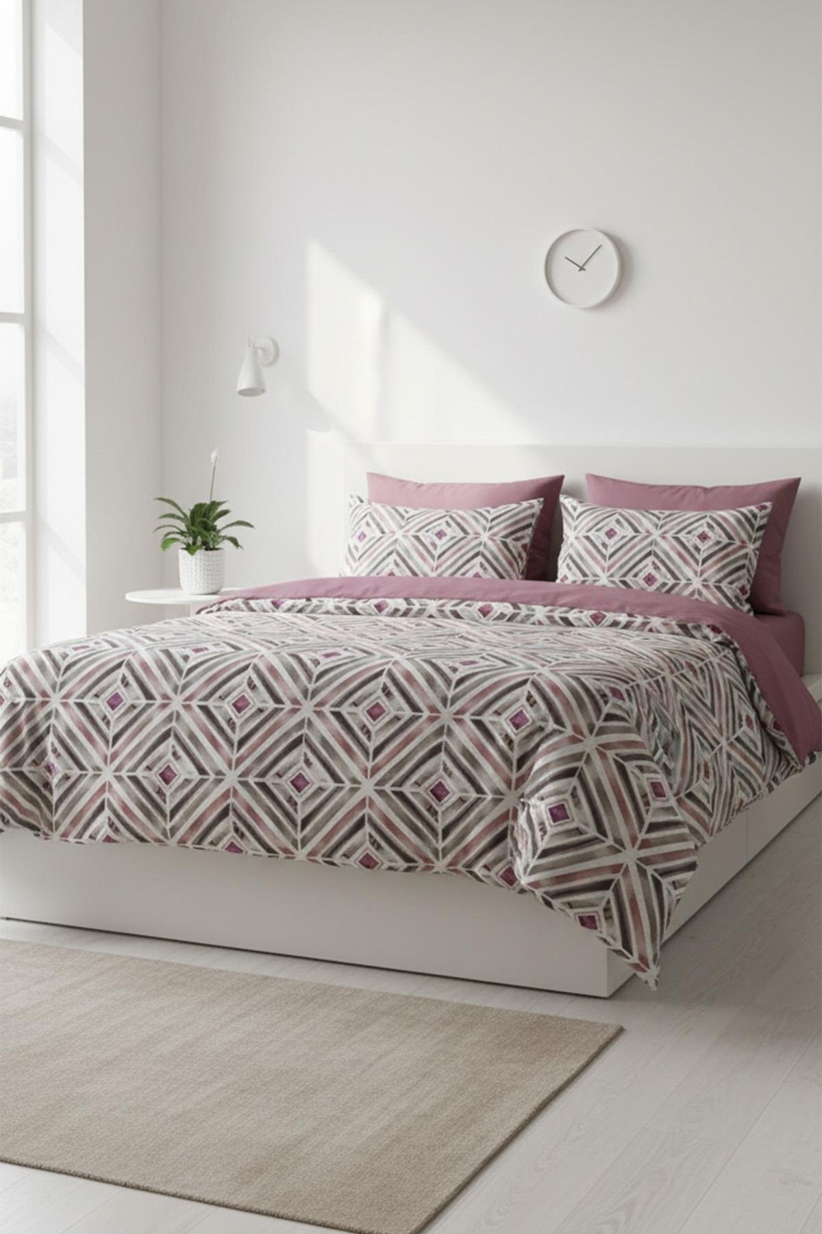 Geometrik Dokunuş Çift Kişilik %100 Pamuk Nevresim Takımı