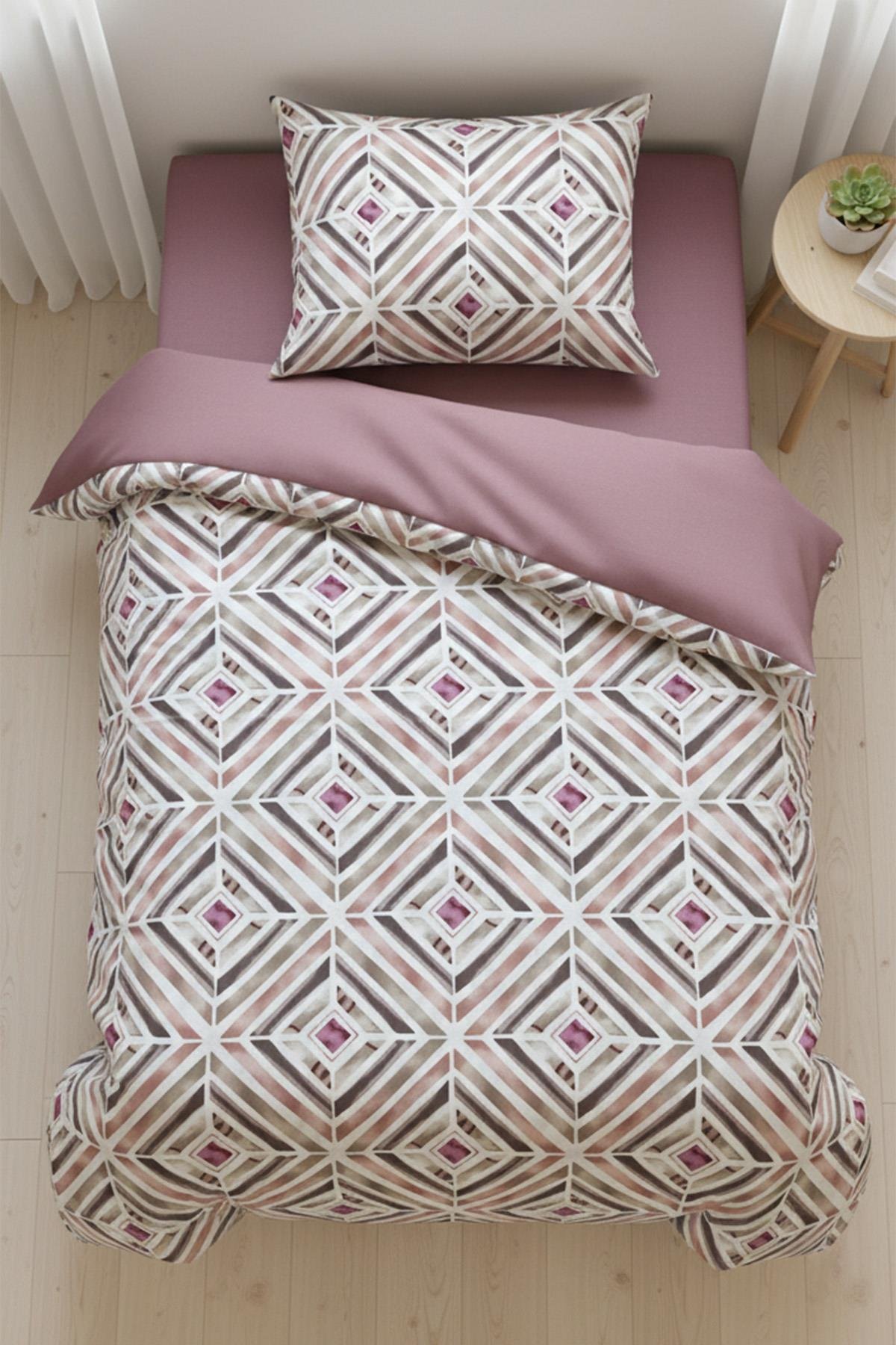 Geometrik Dokunuş Tek Kişilik %100 Pamuk Nevresim Takımı