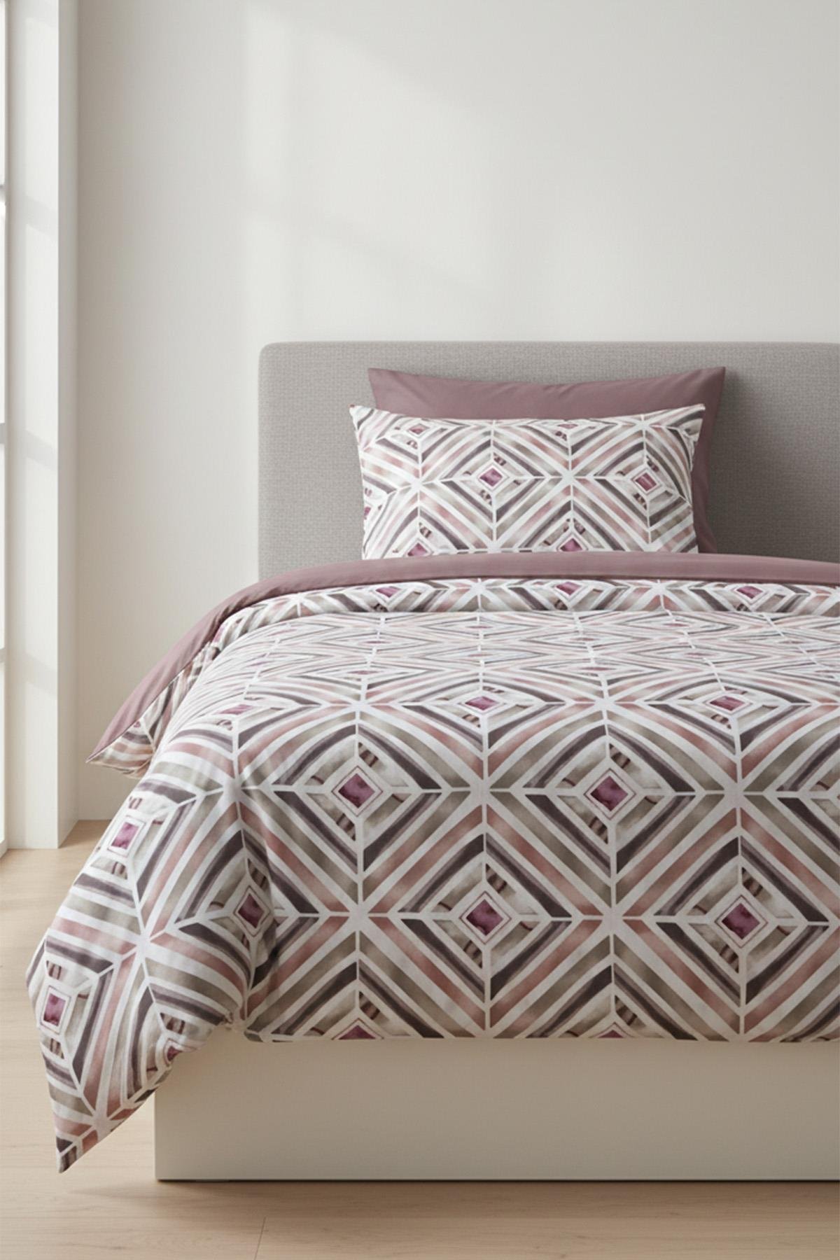 Geometrik Dokunuş Tek Kişilik %100 Pamuk Nevresim Takımı