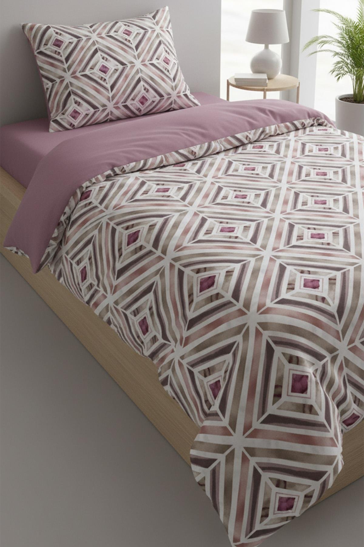 Geometrik Dokunuş Tek Kişilik %100 Pamuk Nevresim Takımı