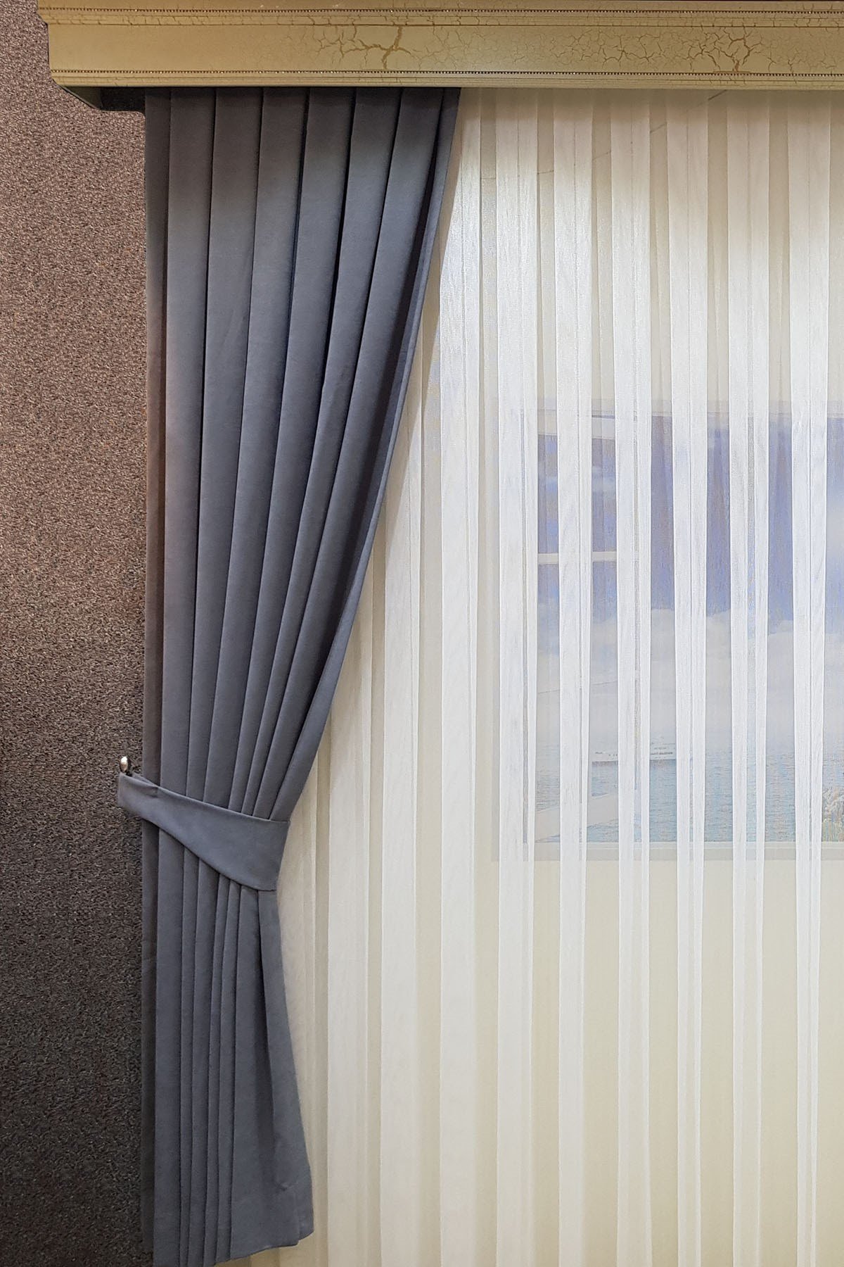 Gri Fon Perde Nubuk Kumaş