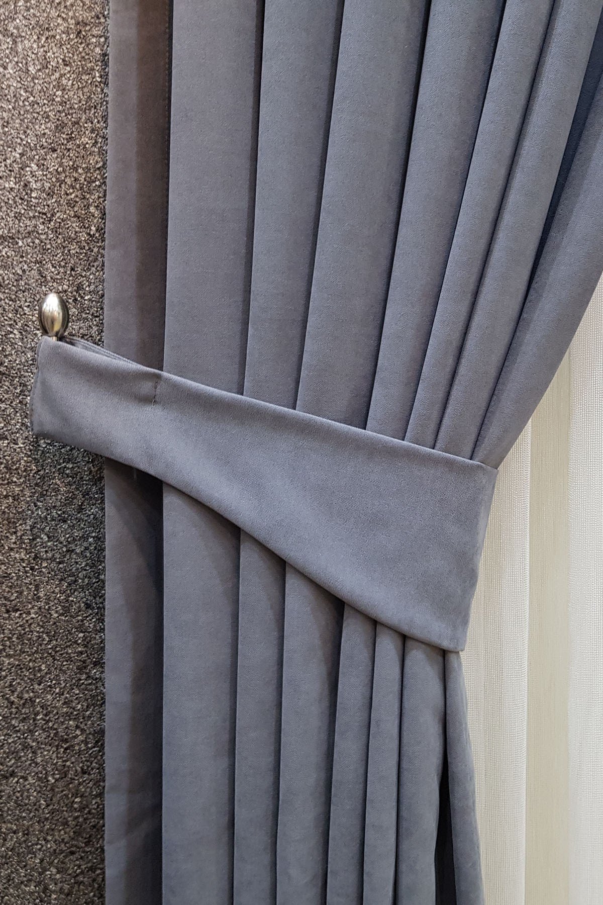 Gri Fon Perde Nubuk Kumaş