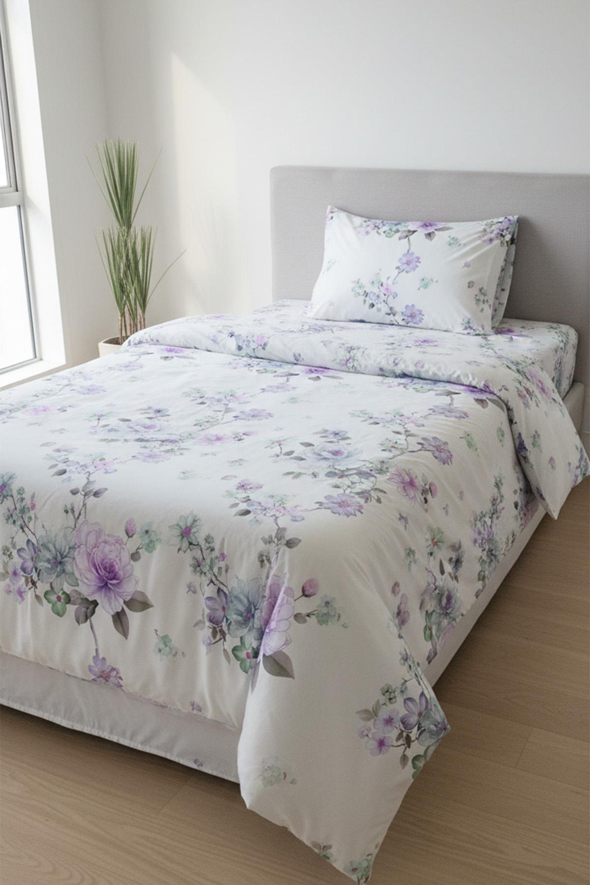 Lissehome Lavanta Bahçesi Tek Kişilik %100 Pamuk Nevresim Takımı