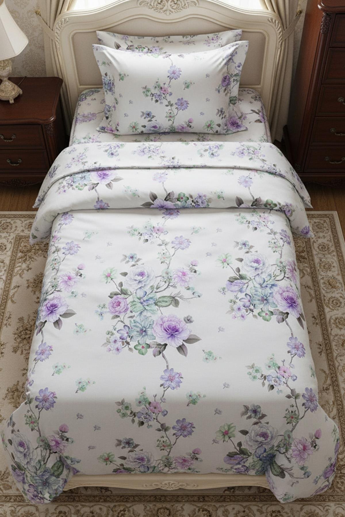 Lissehome Lavanta Bahçesi Tek Kişilik %100 Pamuk Nevresim Takımı