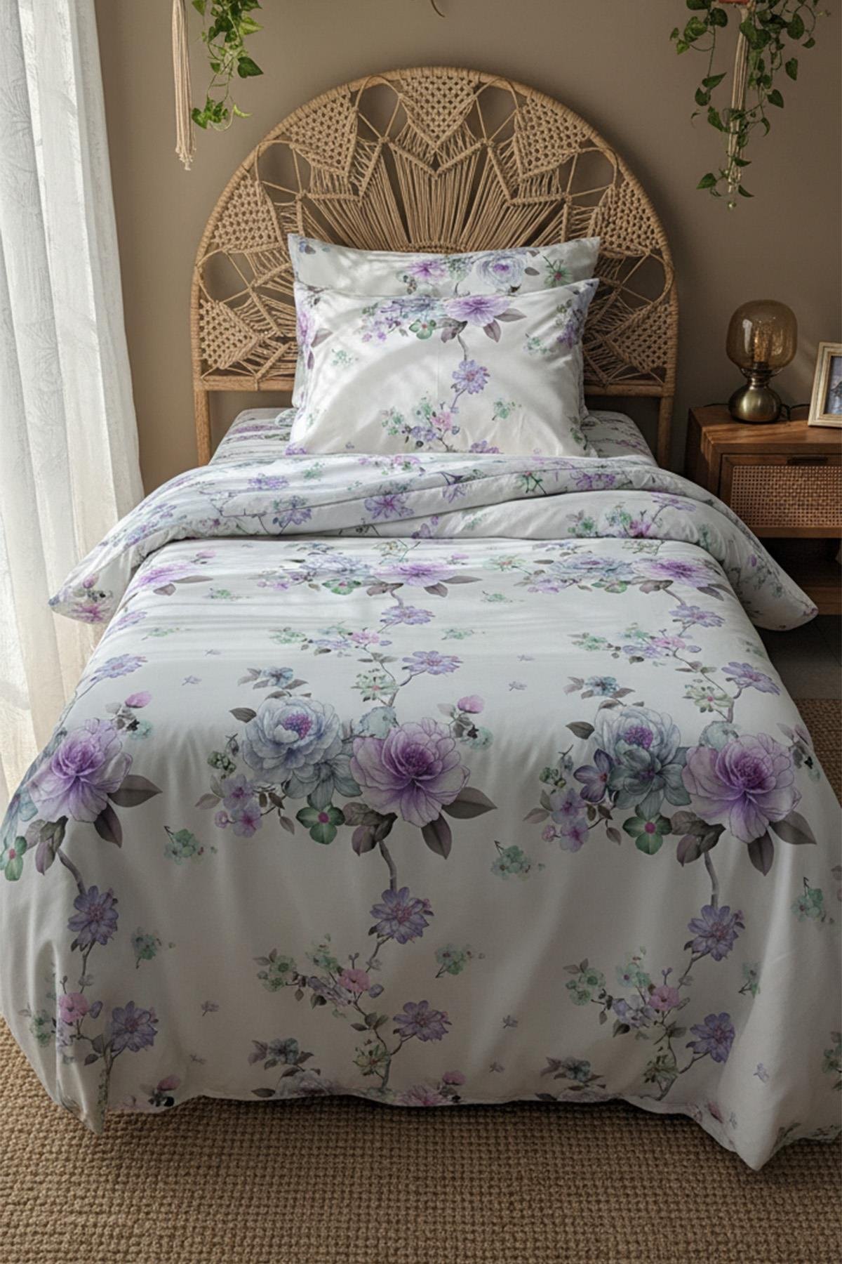 Lissehome Lavanta Bahçesi Tek Kişilik %100 Pamuk Nevresim Takımı