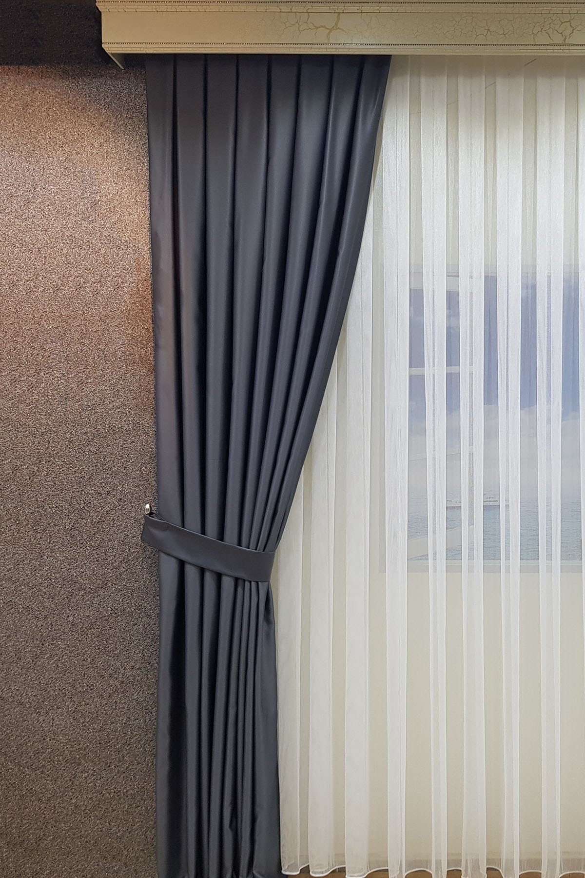 Mat Saten Gri Fon Perde