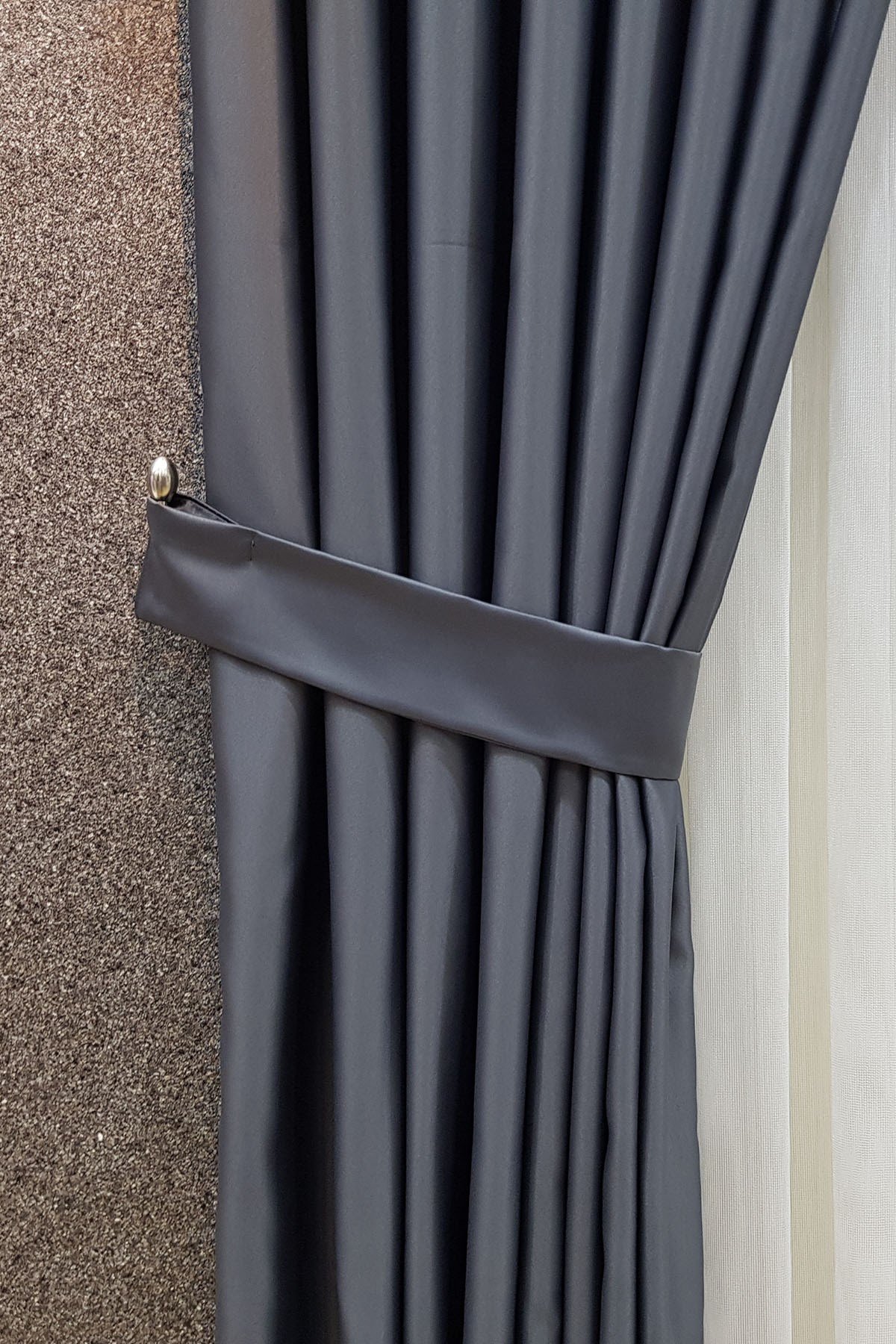 Mat Saten Gri Fon Perde