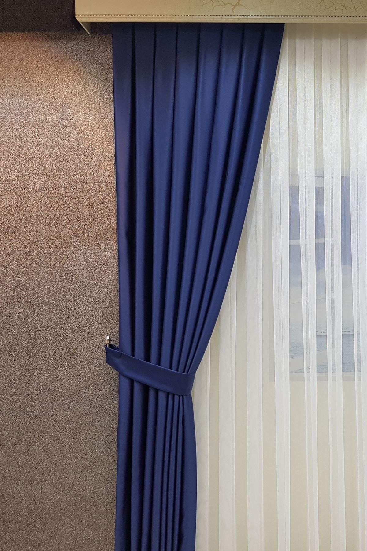 Mat Saten Lacivert Fon Perde