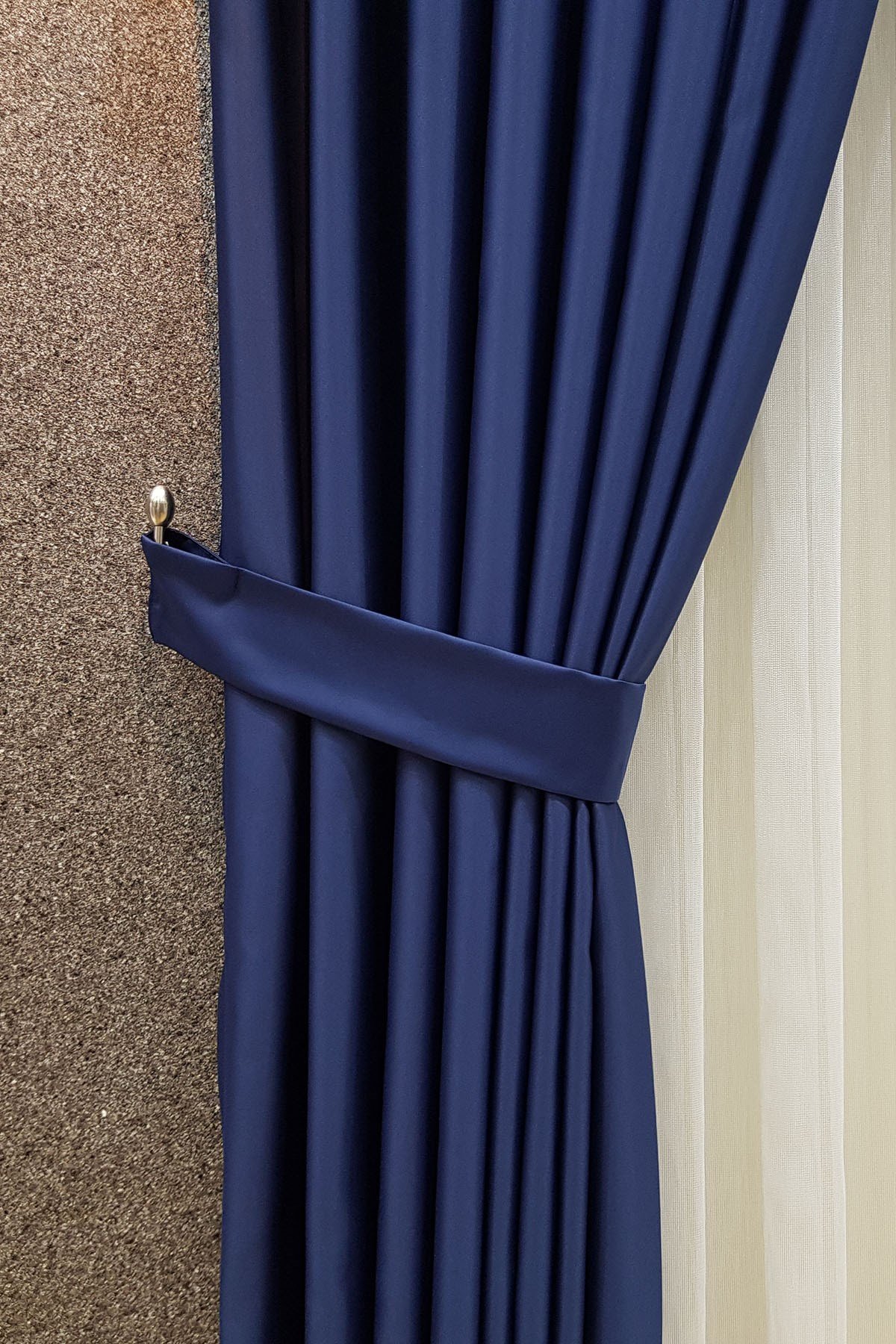 Mat Saten Lacivert Fon Perde