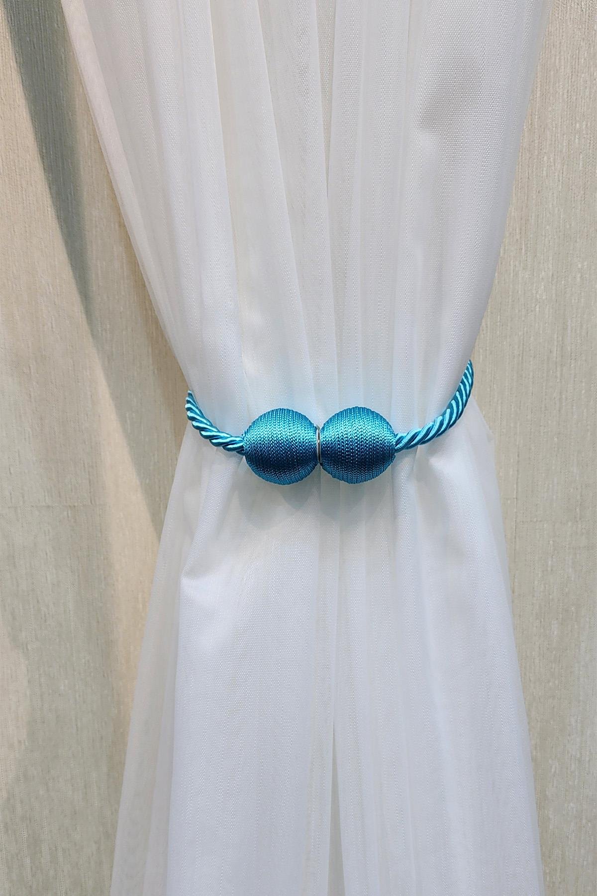 Mıknatıslı Perde Bağcık Braçol Turkuaz Mavi Renk