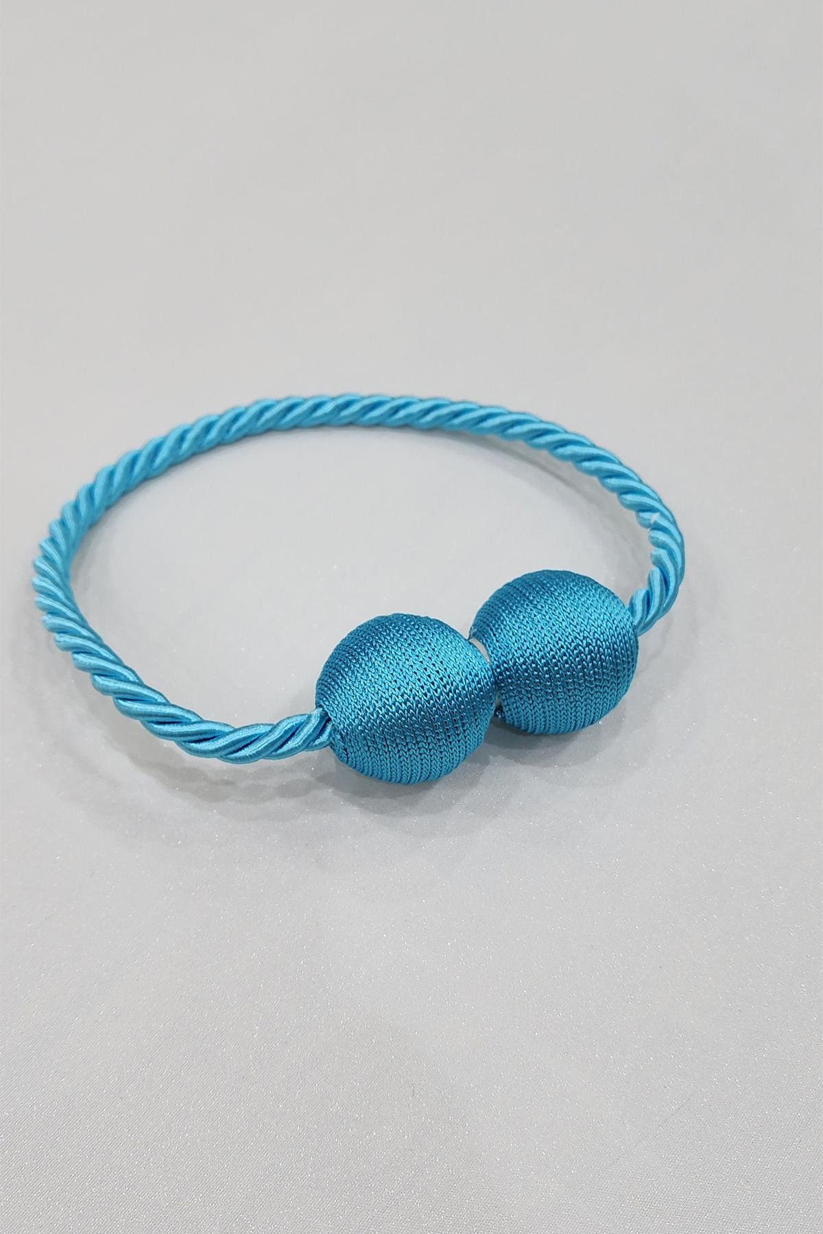 Mıknatıslı Perde Bağcık Braçol Turkuaz Mavi Renk