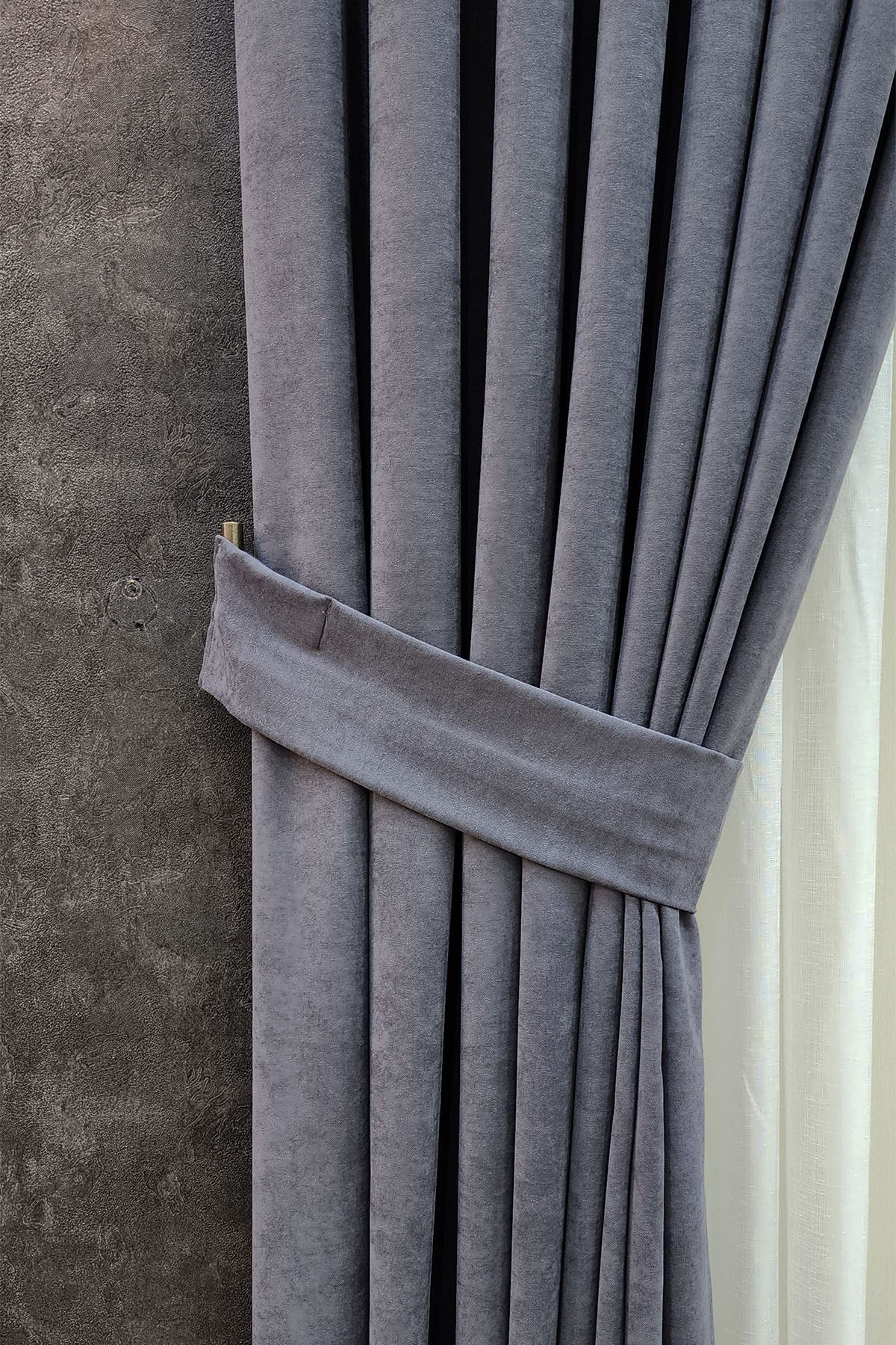 Mosso Fon Perde Düz Renk Koyu Gri