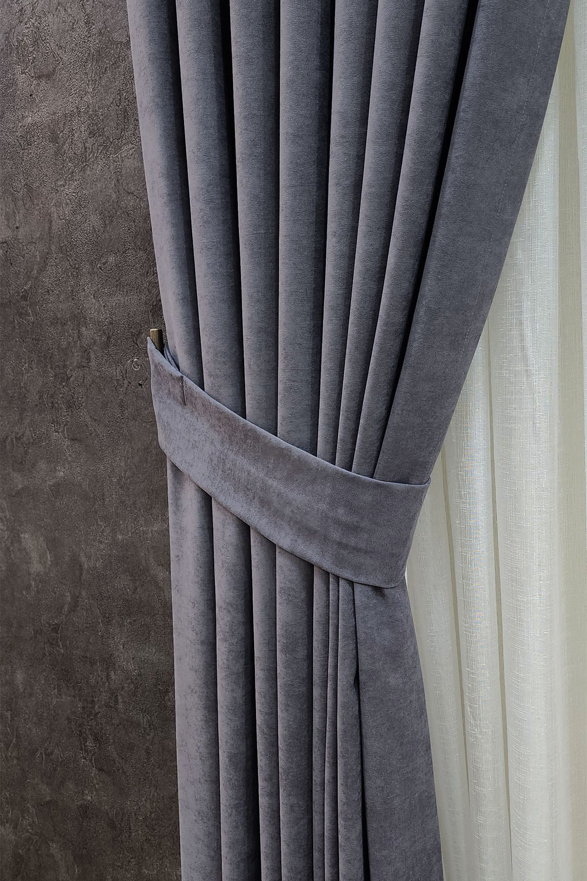 Mosso Fon Perde Düz Renk Koyu Gri