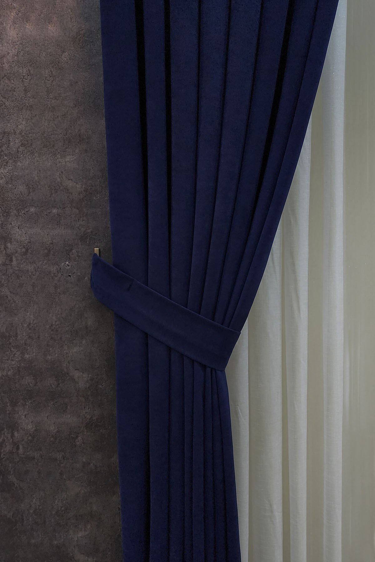 Mosso Fon Perde Düz Renk Koyu Lacivert