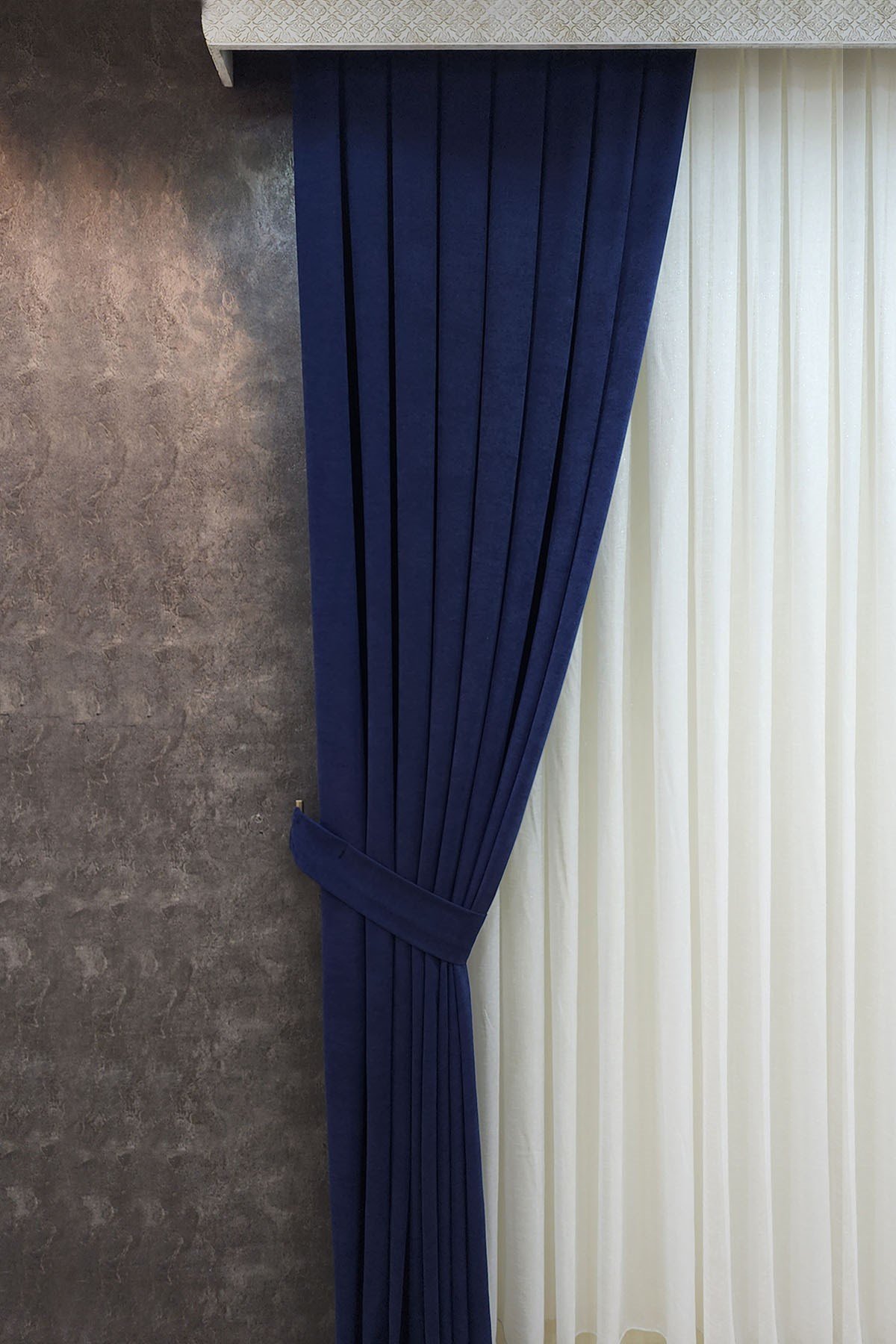 Mosso Fon Perde Düz Renk Koyu Lacivert