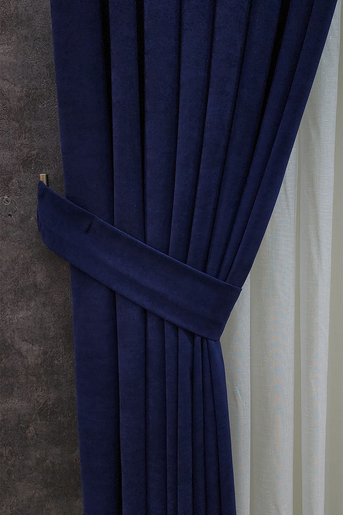 Mosso Fon Perde Düz Renk Koyu Lacivert