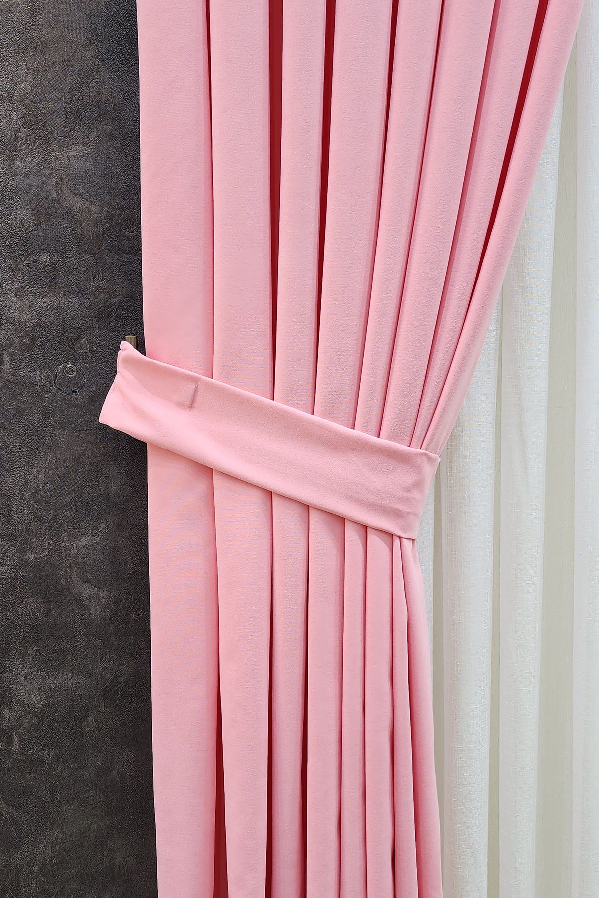 Mosso Fon Perde Düz Renk Pembe