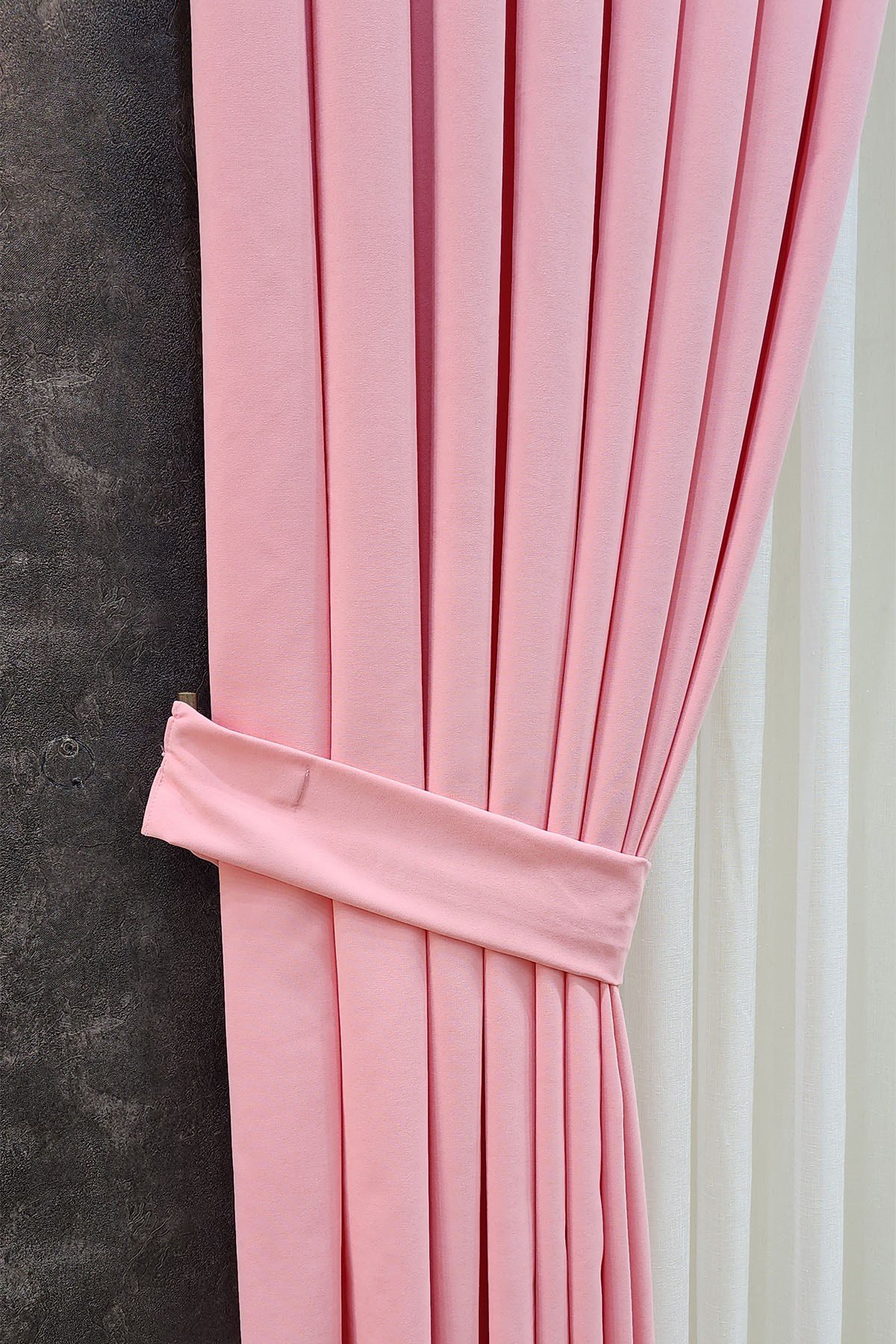 Mosso Fon Perde Düz Renk Pembe