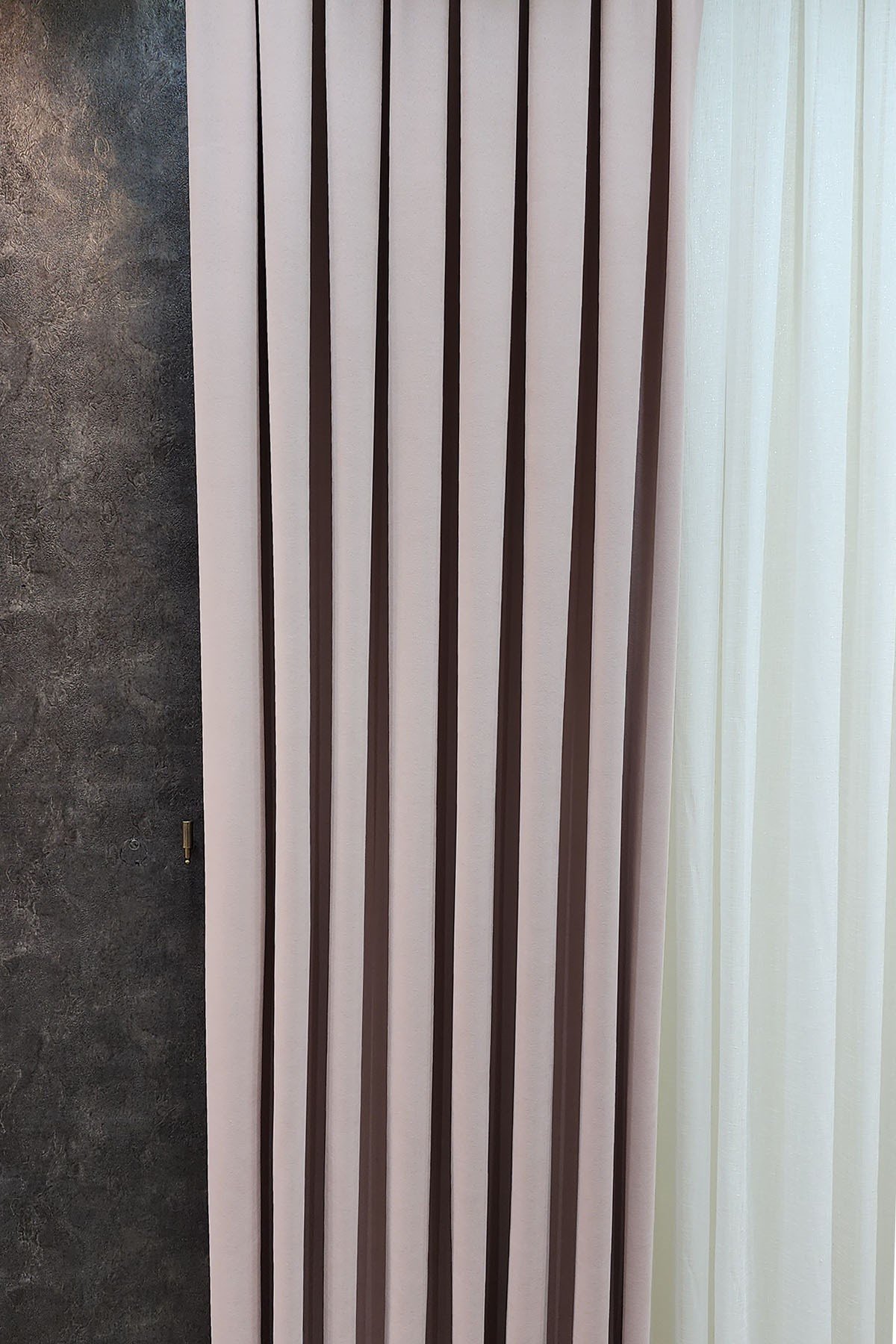 Mosso Fon Perde Düz Renk Pudra