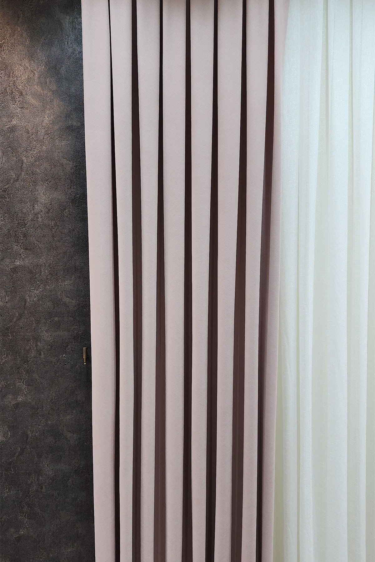 Mosso Fon Perde Düz Renk Pudra