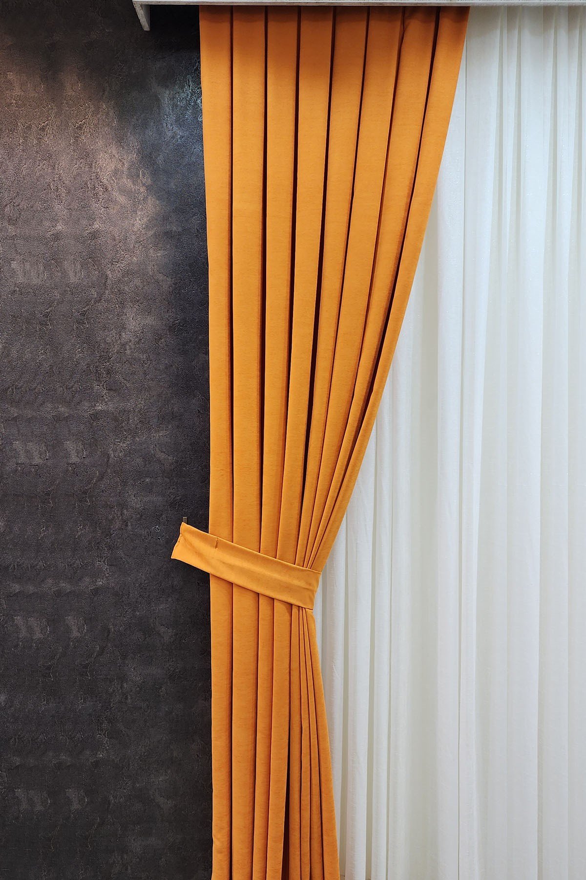 Mosso Fon Perde Düz Renk Turuncu