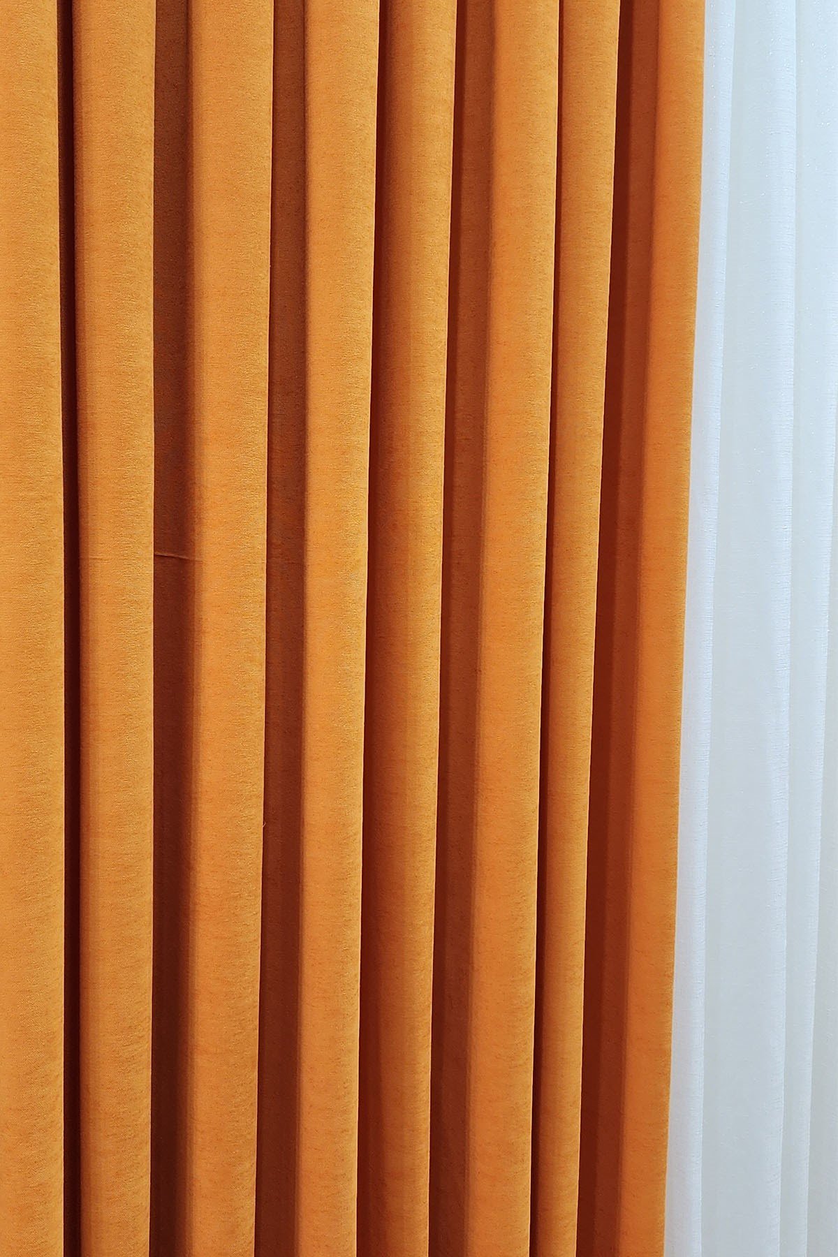 Mosso Fon Perde Düz Renk Turuncu