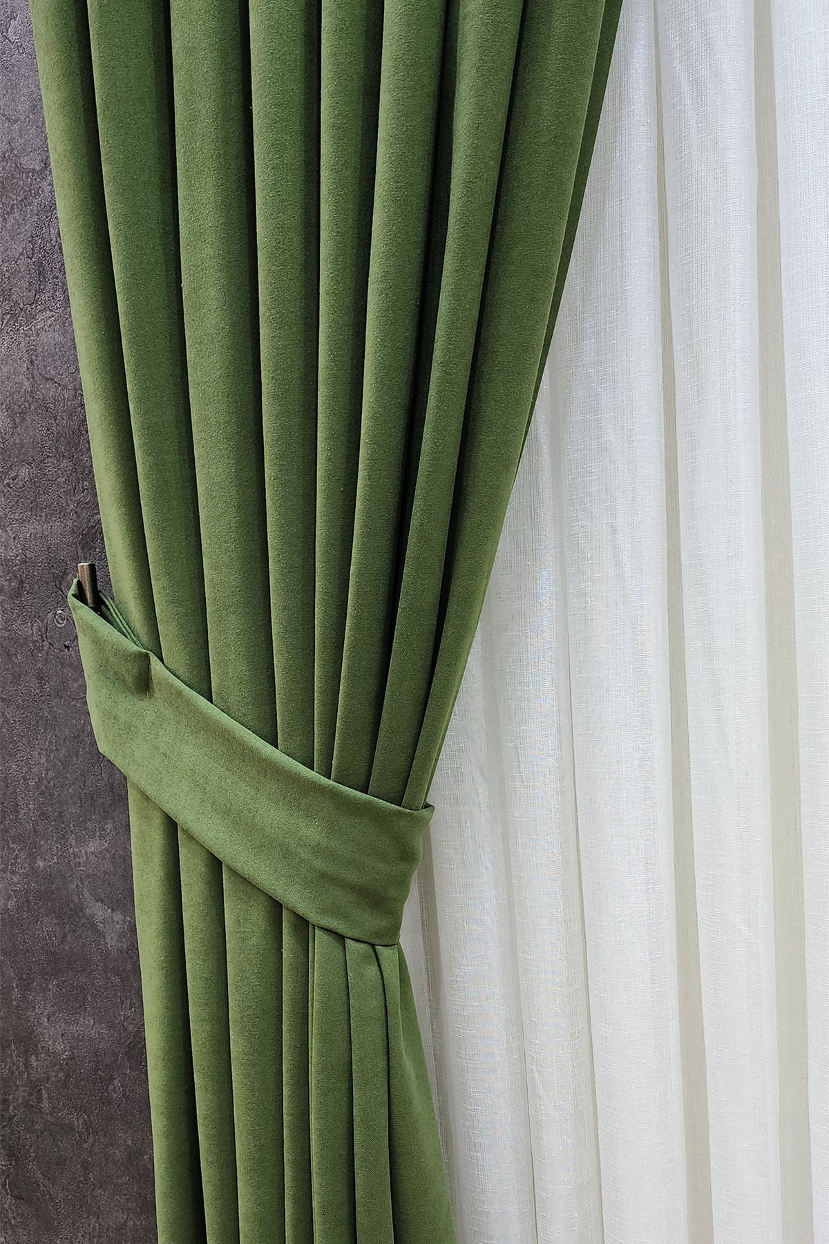 Mosso Fon Perde Düz Renk Yeşil