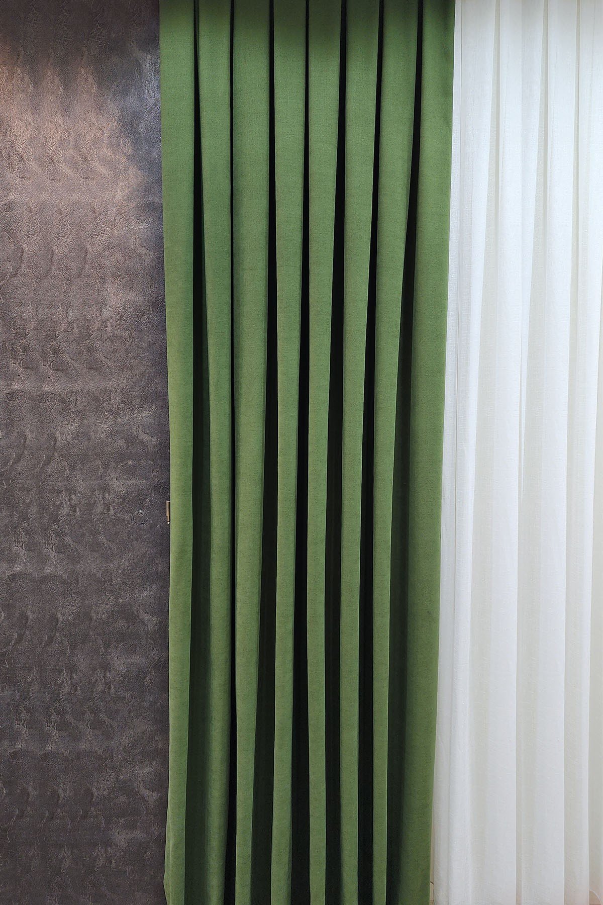 Mosso Fon Perde Düz Renk Yeşil