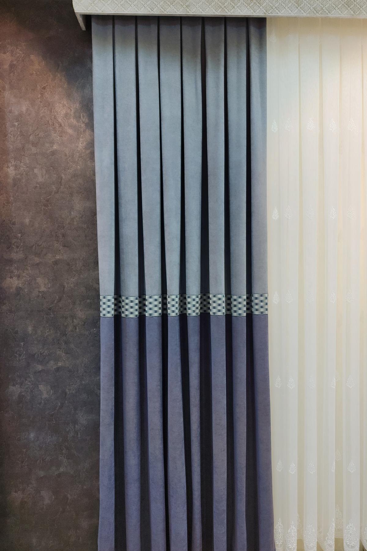 Pera Pano Fon Perde Açık Gri Koyu Gri Renk