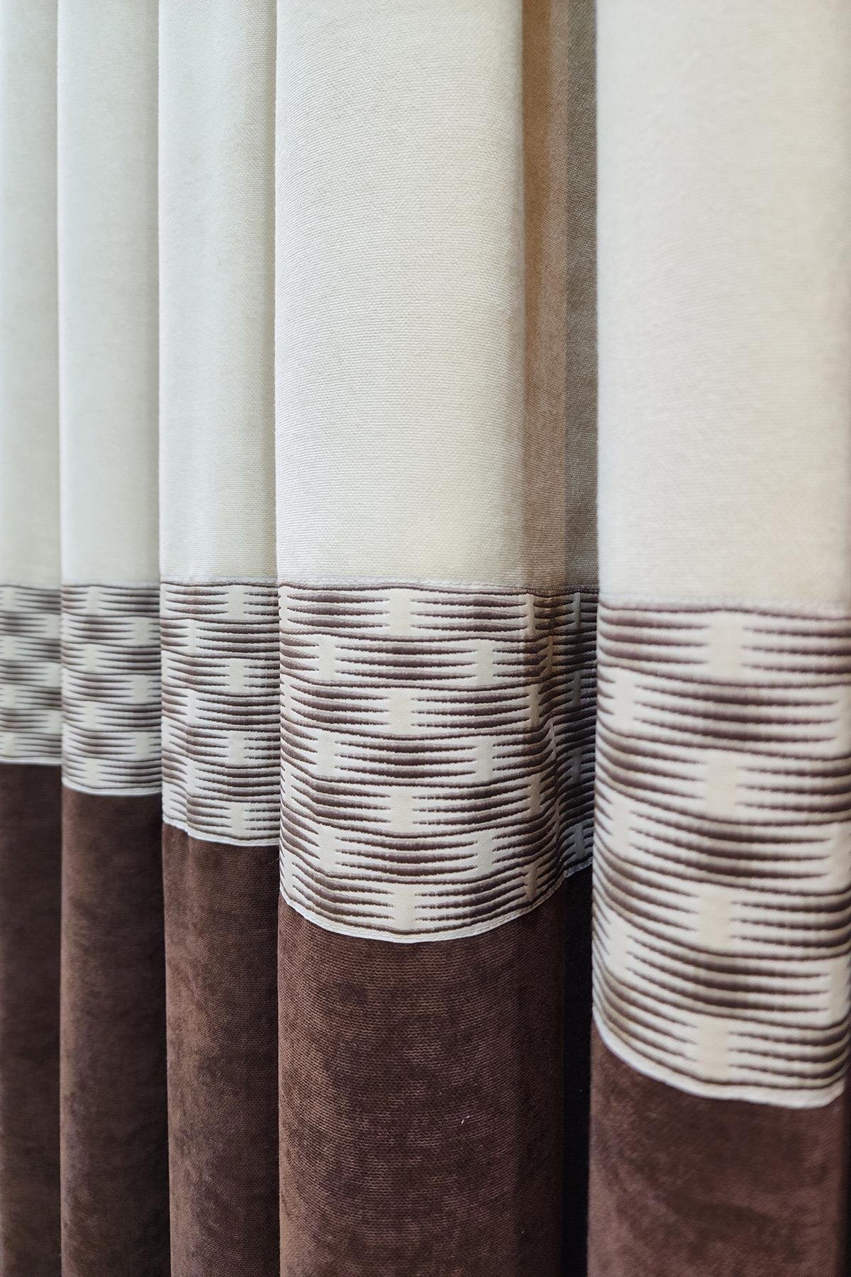 Pera Pano Fon Perde Krem Kahverengi Renk