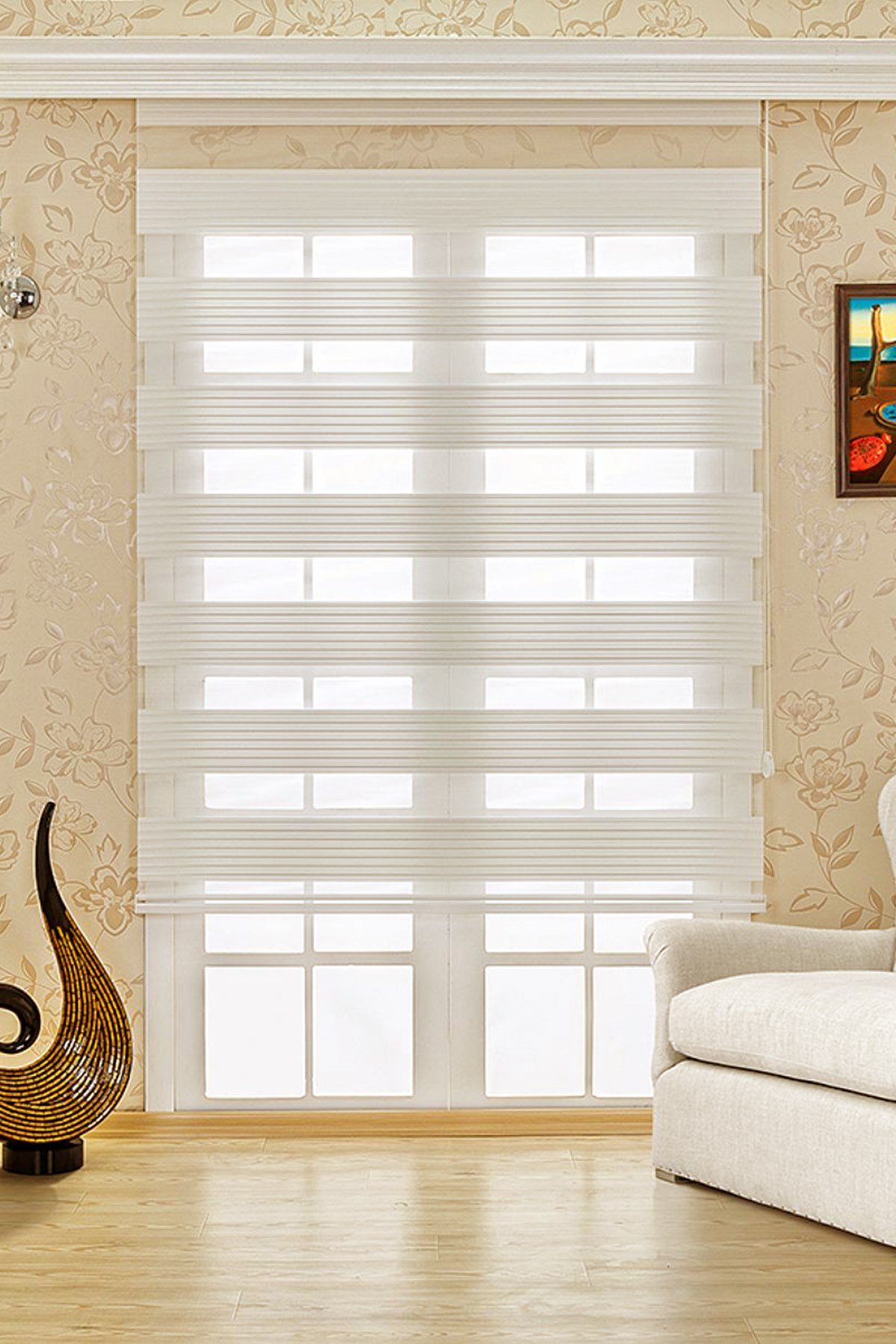 Plise Zebra Perde Ekru