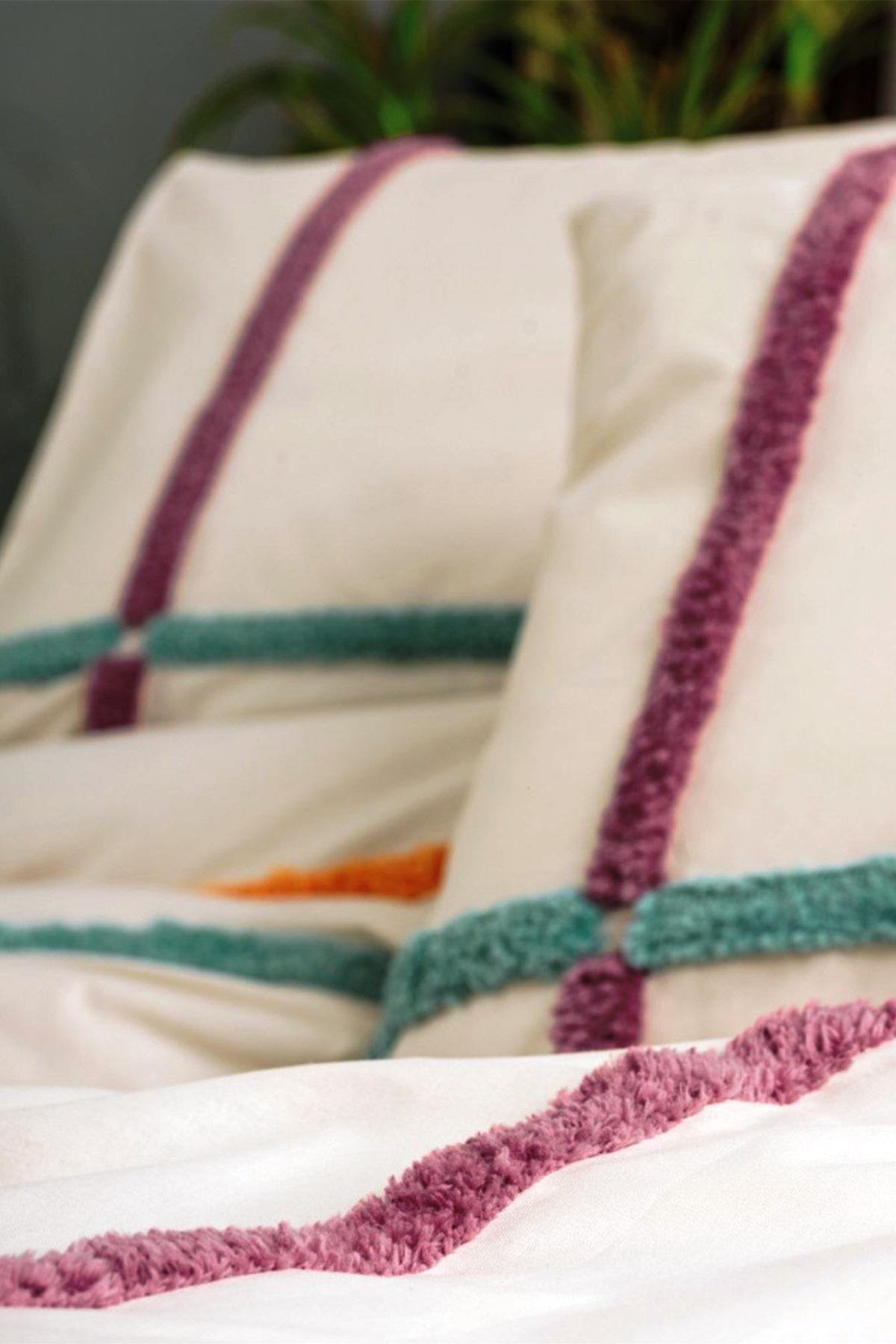 Puff Nakışlı Çift Kişilik Nevresim Takımı Insula Gül Kurusu