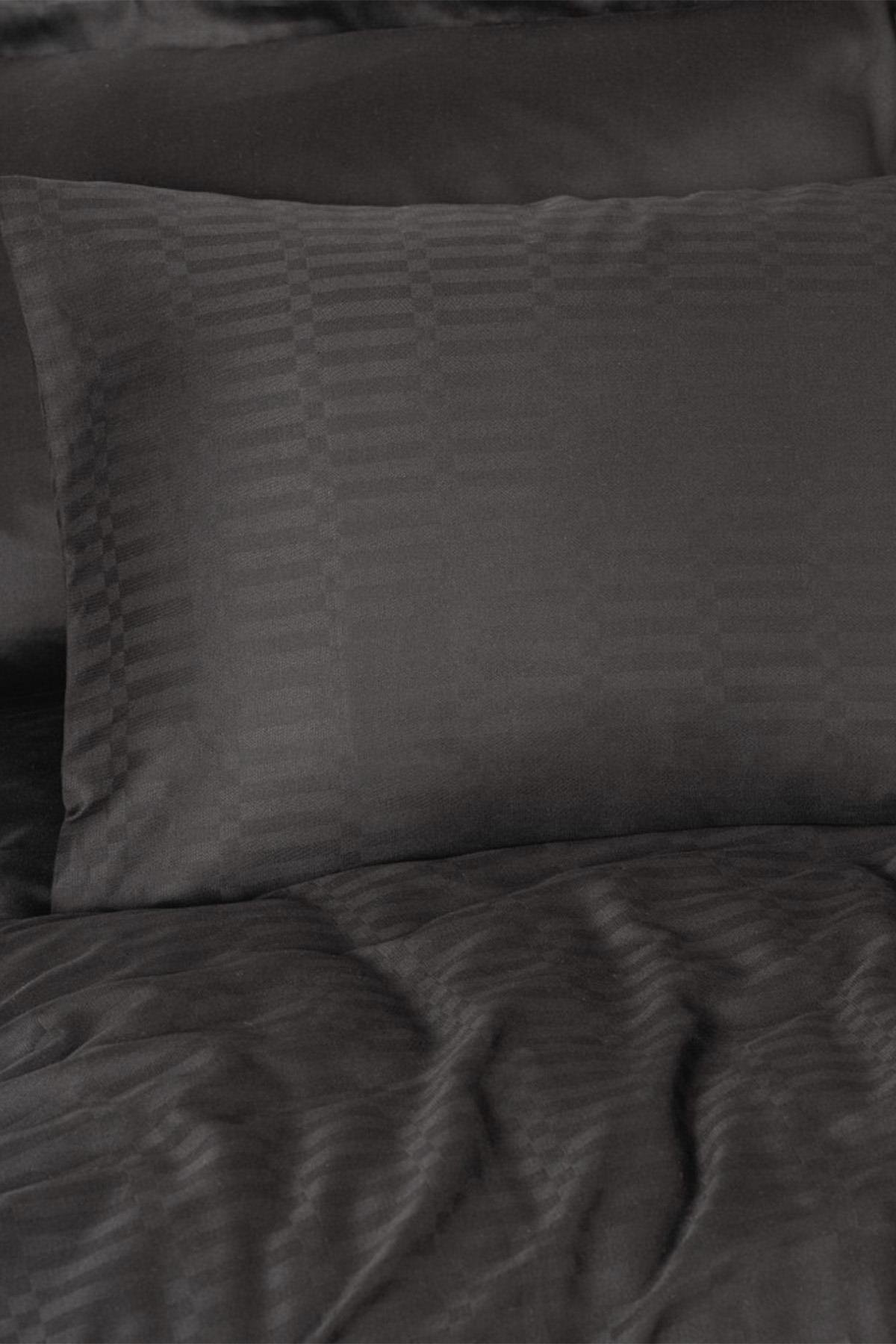 Smart Bambu Saten Çift Kişilik Nevresim Takımı Siyah