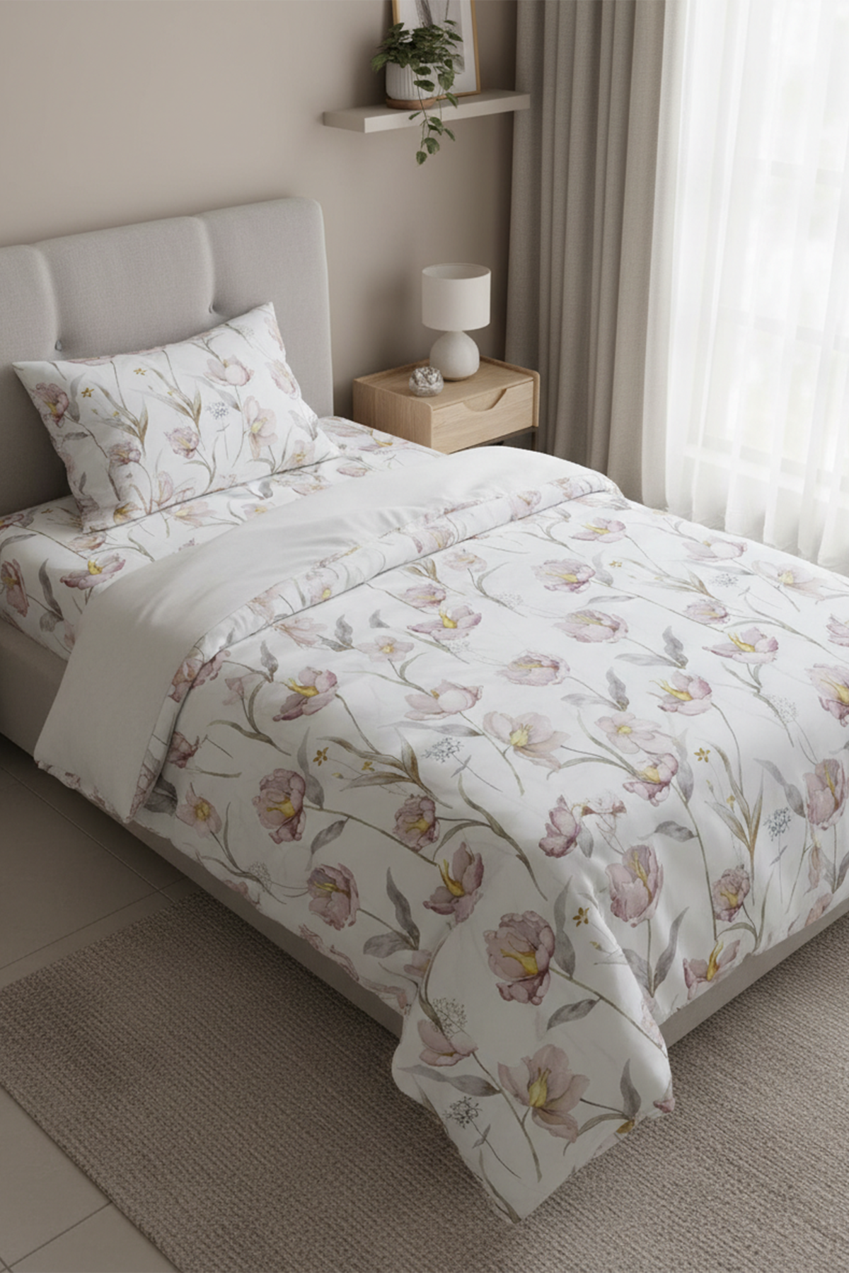 Soft Çiçek Bahçesi Tek Kişilik %100 Pamuk Nevresim Takımı