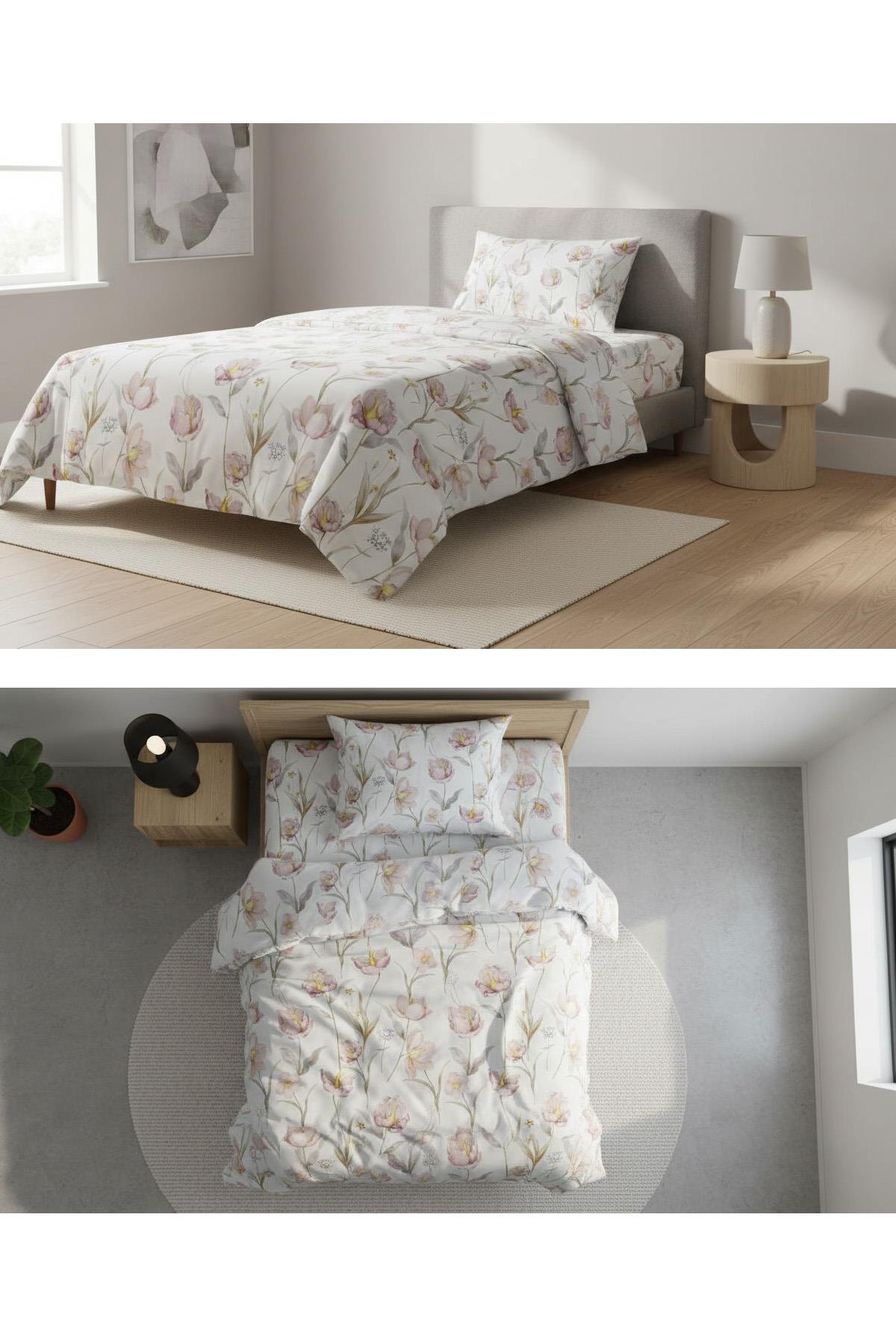 Soft Çiçek Bahçesi Tek Kişilik %100 Pamuk Nevresim Takımı