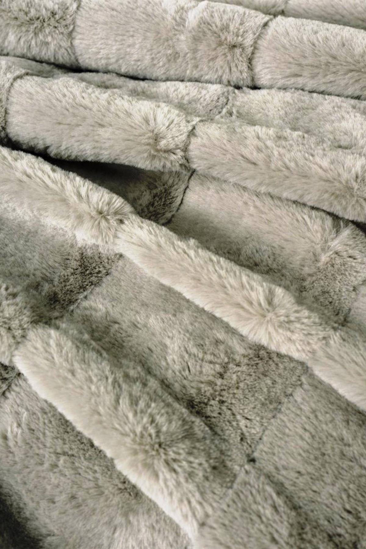 Trim Çift Kişilik Kürk Battaniyeli Nevresim Takımı Suave Gri