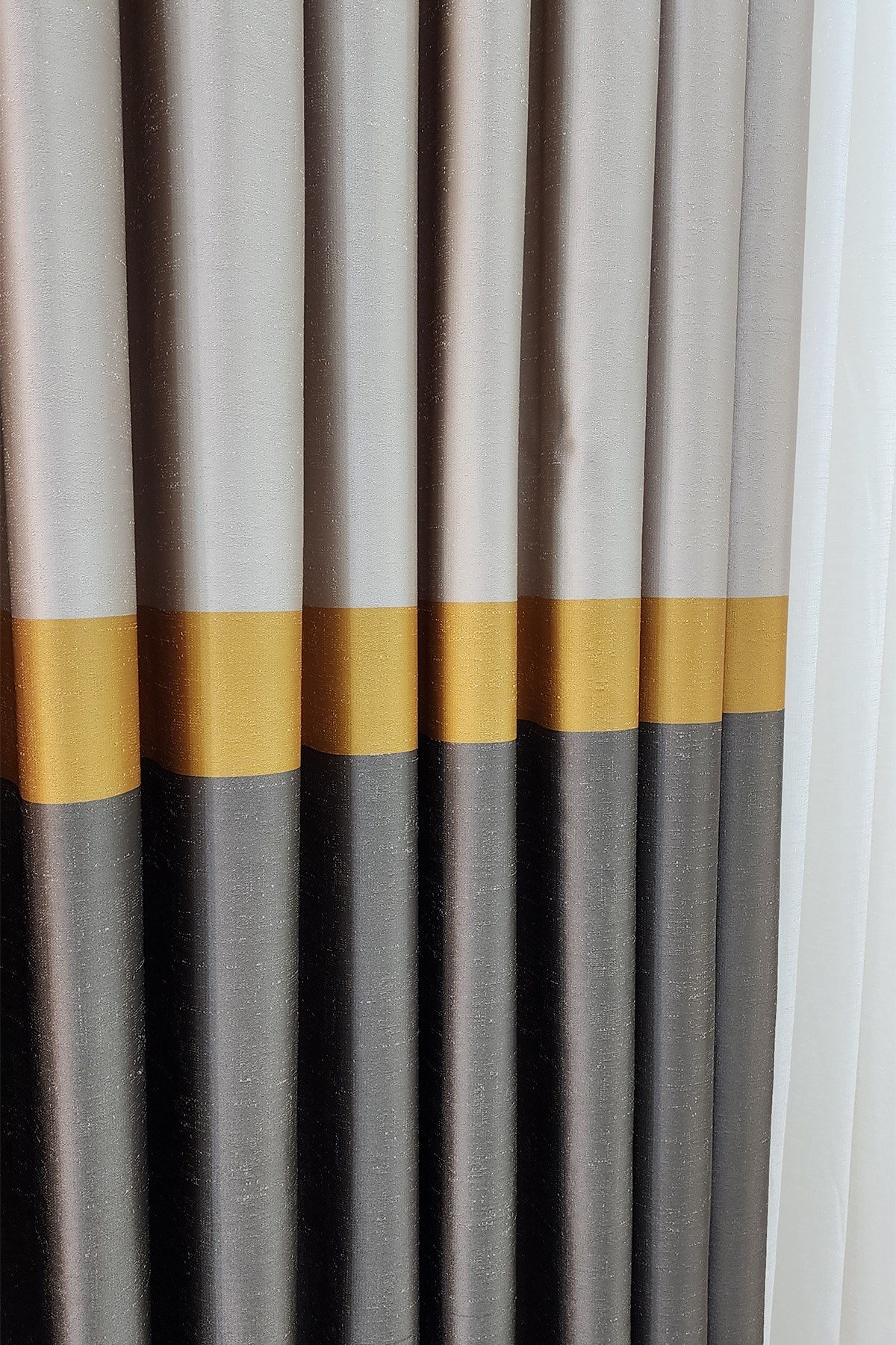 Vita Fon Perde Krem Gold Taş Vizon Renk