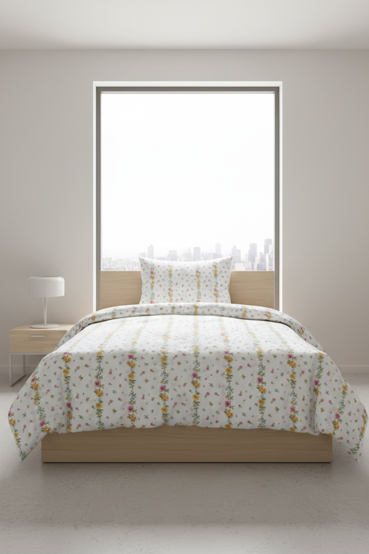 Zarif Çiçek Desenli Tek Kişilik %100 Pamuk Nevresim Takımı 160x220