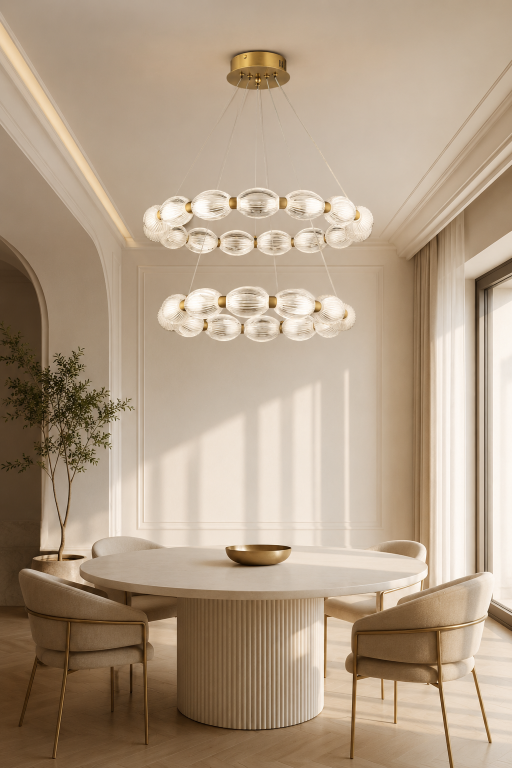 Velora Gold Eskitme Sarkıt Led 2 Katlı Avize Modern Luxury Salon Yatak Odası Avize