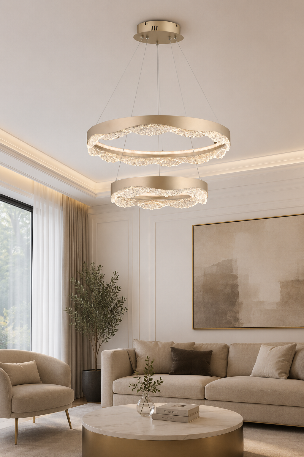 Alessi Bronz Sarkıt Led 2 Katlı Avize Modern Luxury Salon Yatak Odası Avize