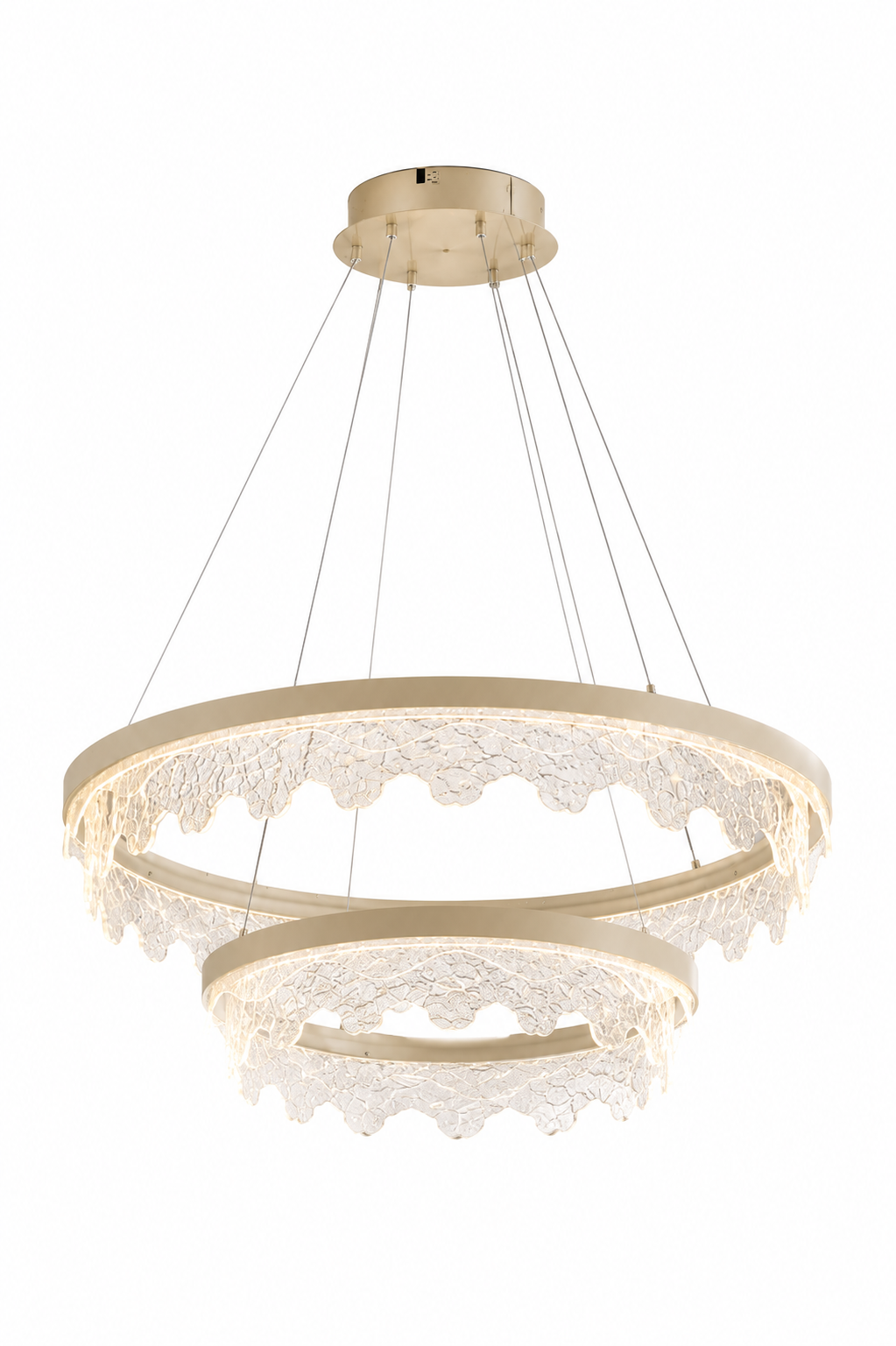 Florencia Krom 2 Katlı Sarkıt Led Avize Modern Luxury Salon Yatak Odası Avize