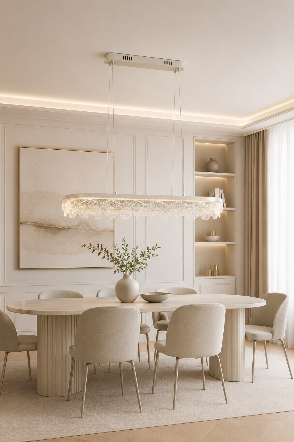 Florencia Krom Sarkıt Led Avize Modern Luxury Salon Yemek Masası Üzeri Avize