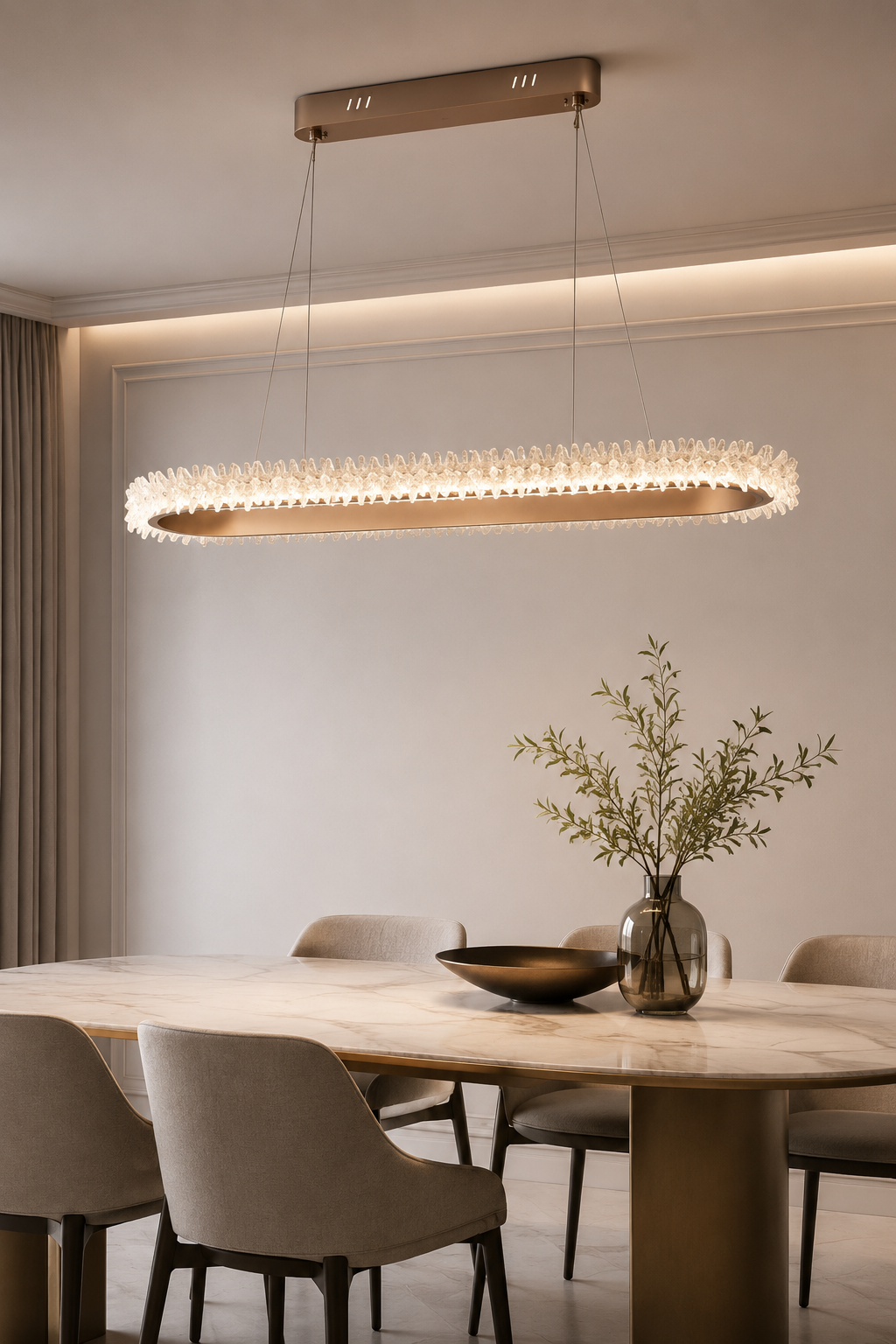 İbiza Bronz Sarkıt Led Avize Modern Luxury Salon Yemek Masası Üzeri Avize