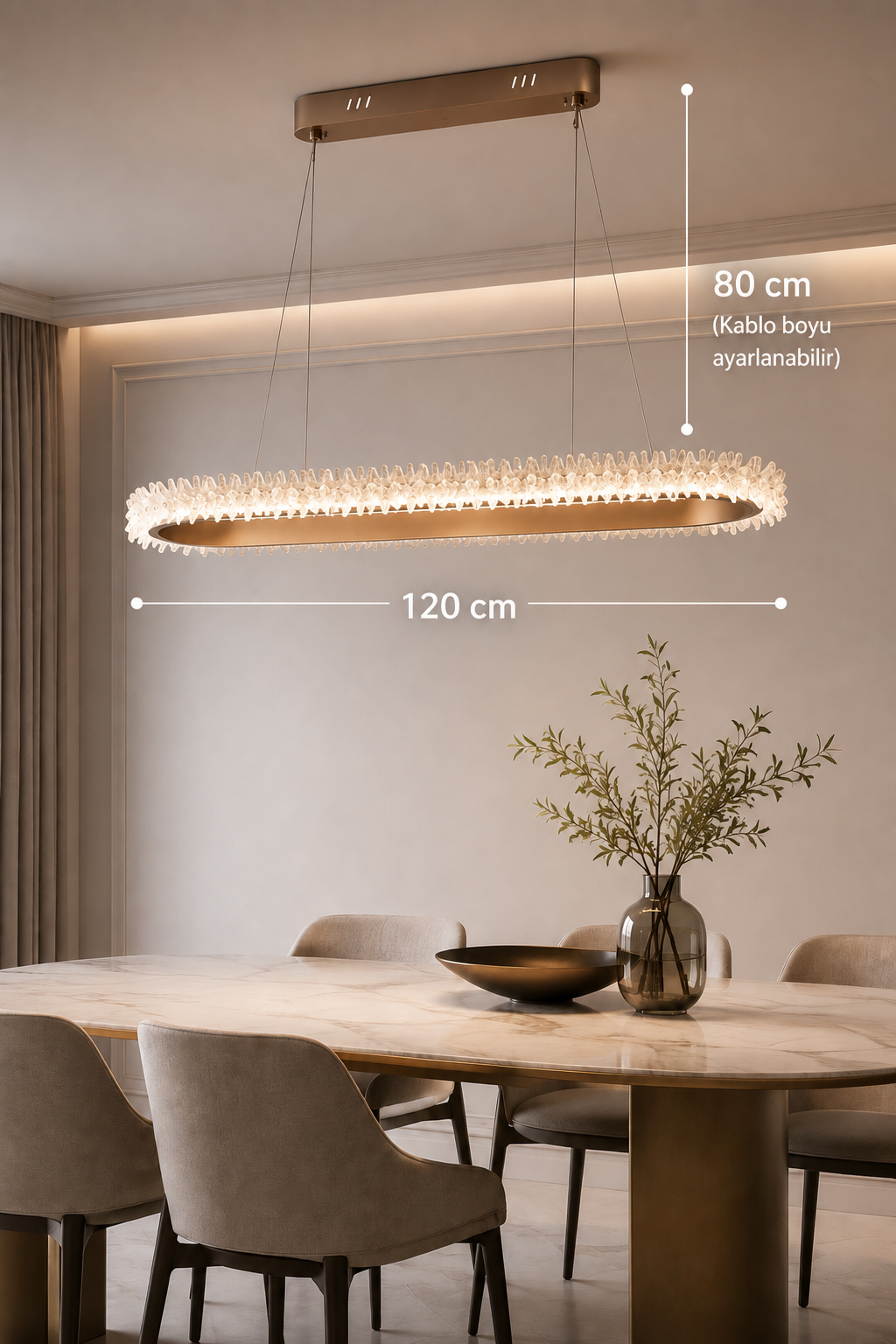 İbiza Bronz Sarkıt Led Avize Modern Luxury Salon Yemek Masası Üzeri Avize