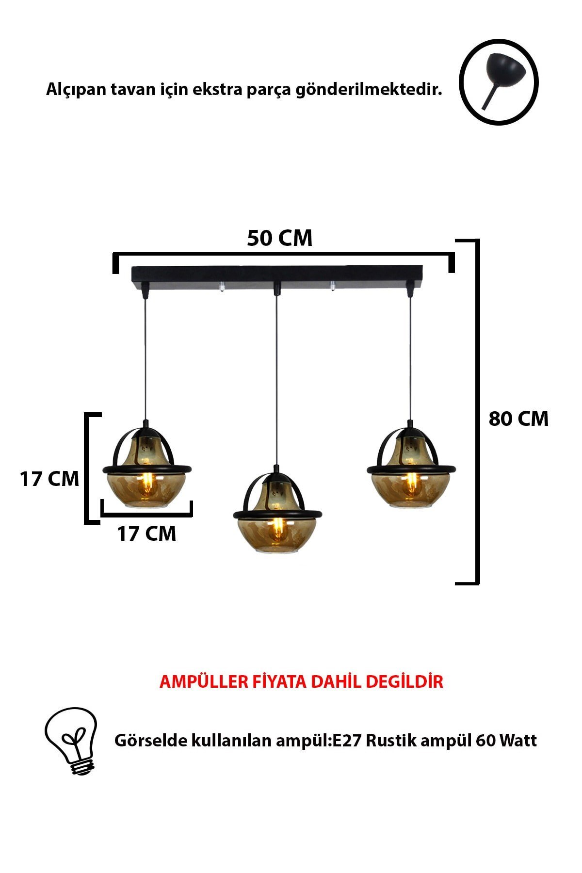 Jupiter 3 Lü Siyah Kutulu  Lüks Özel Tasarım Avize-(2044-F)