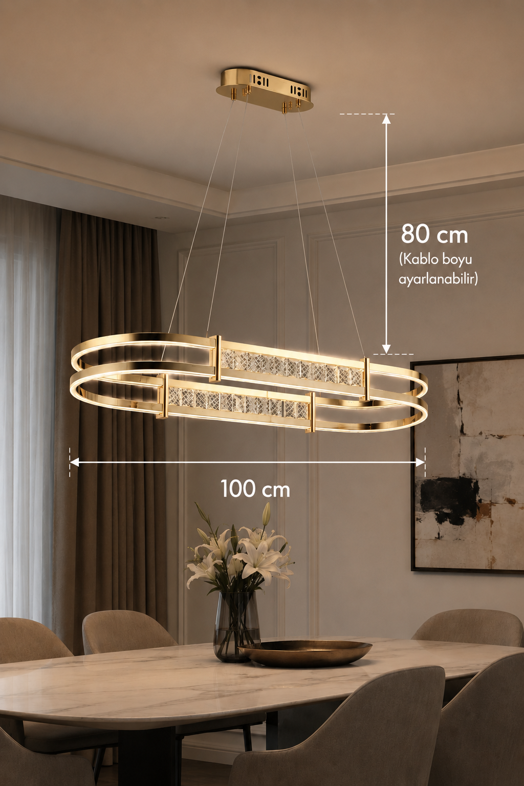 Marbella Sarkıt Led Avize Modern Luxury Salon Yemek Masası Üzeri Avize